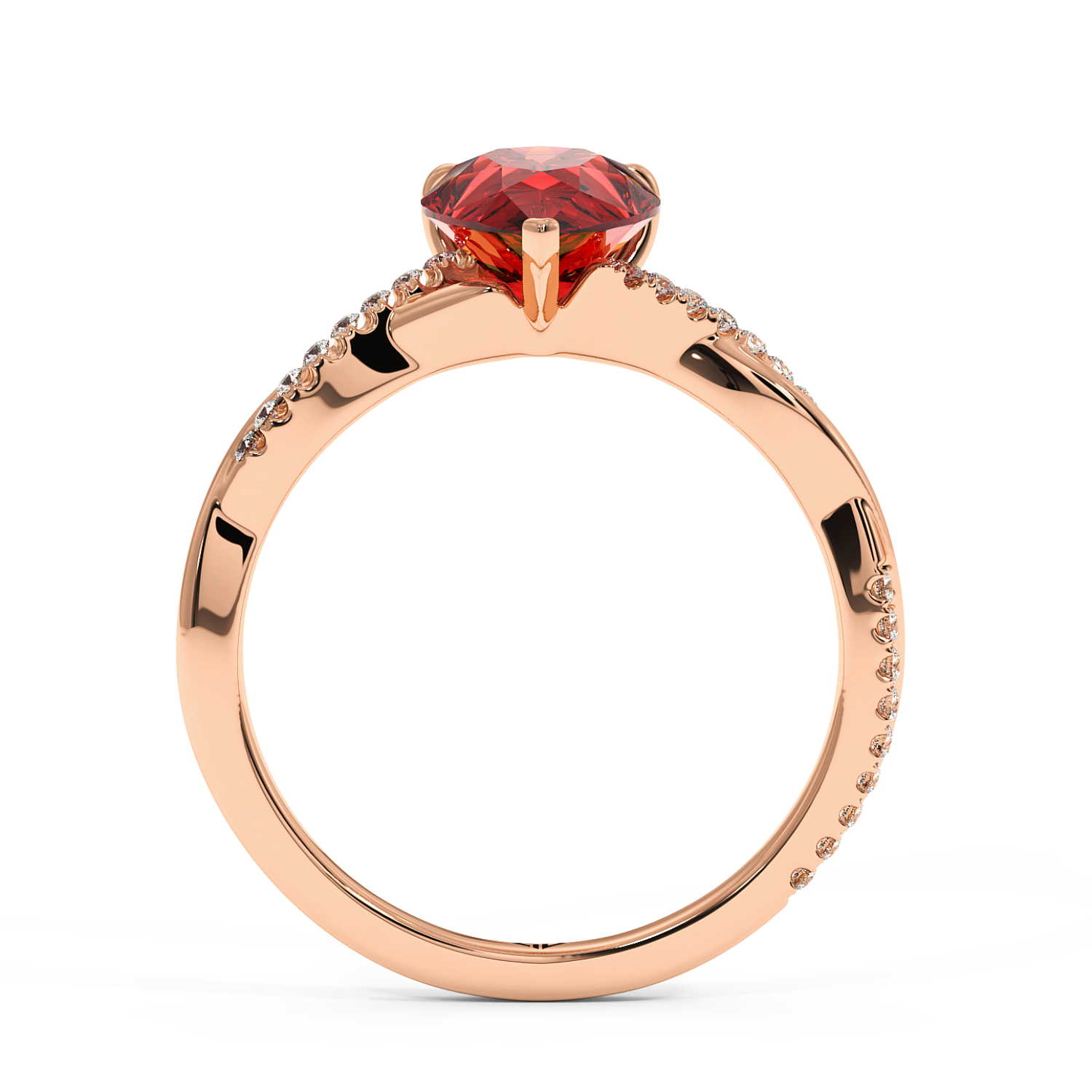 18K Rose Gold Rochelle Diamond Shoulder Engagement Ring