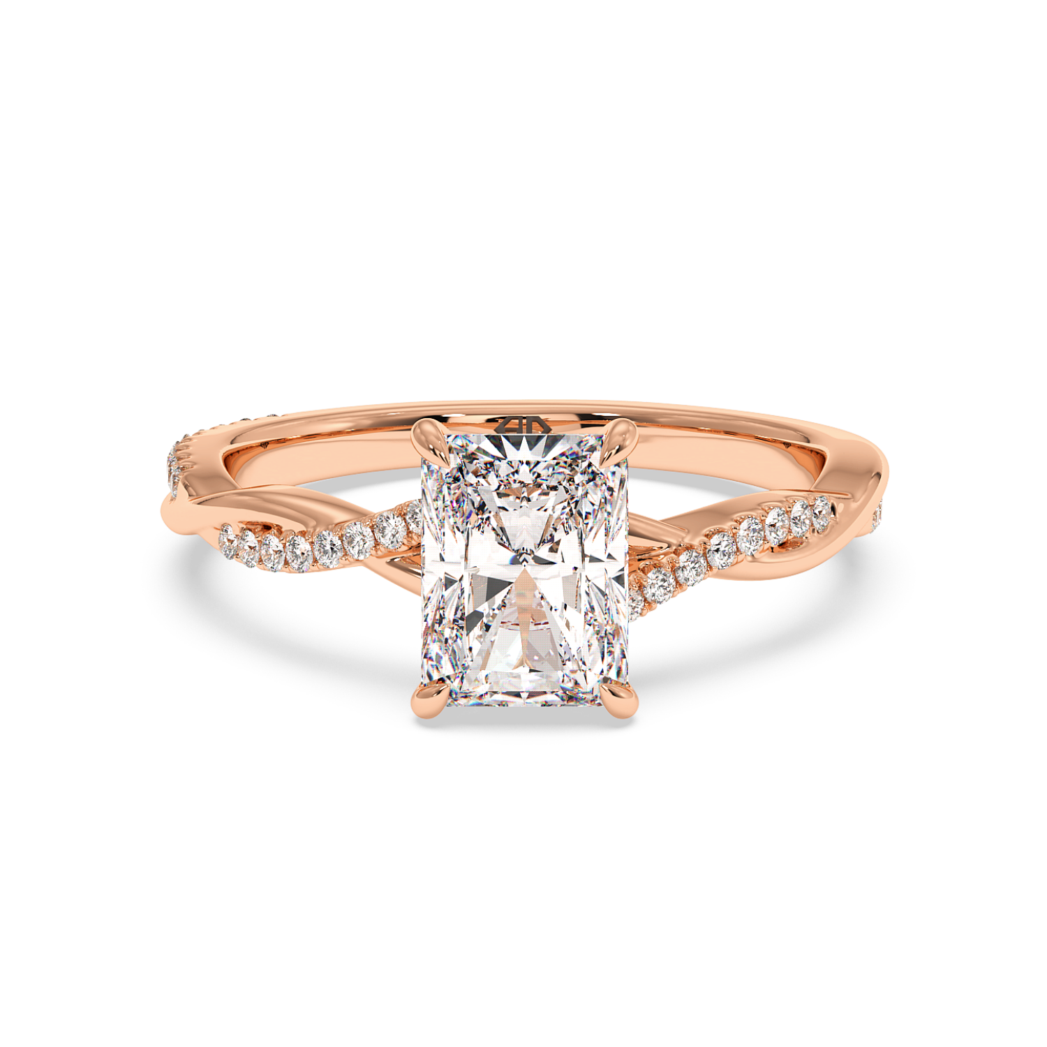 18K Rose Gold Rochelle Diamond Shoulder Engagement Ring