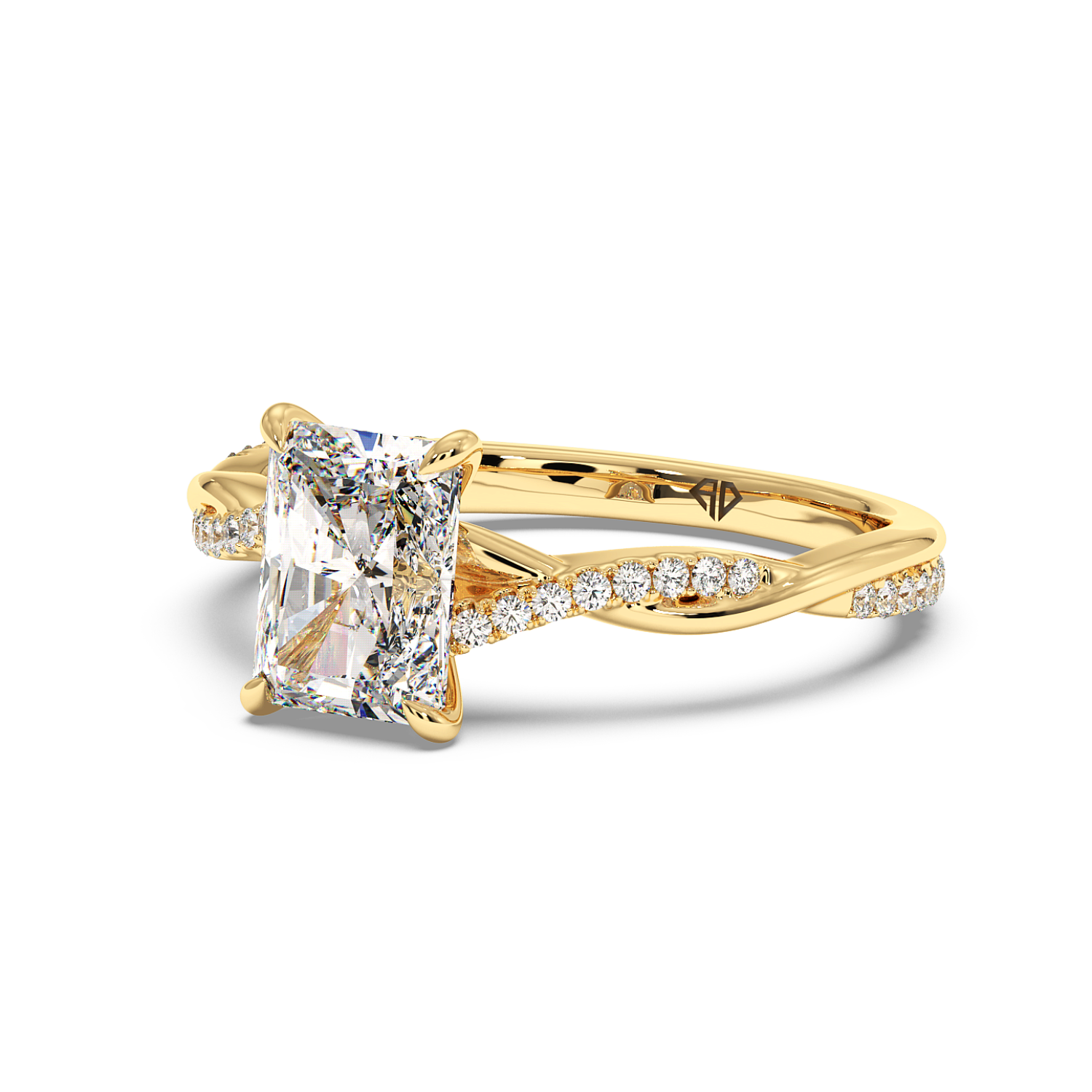 18K Yellow Gold Rochelle Diamond Shoulder Engagement Ring