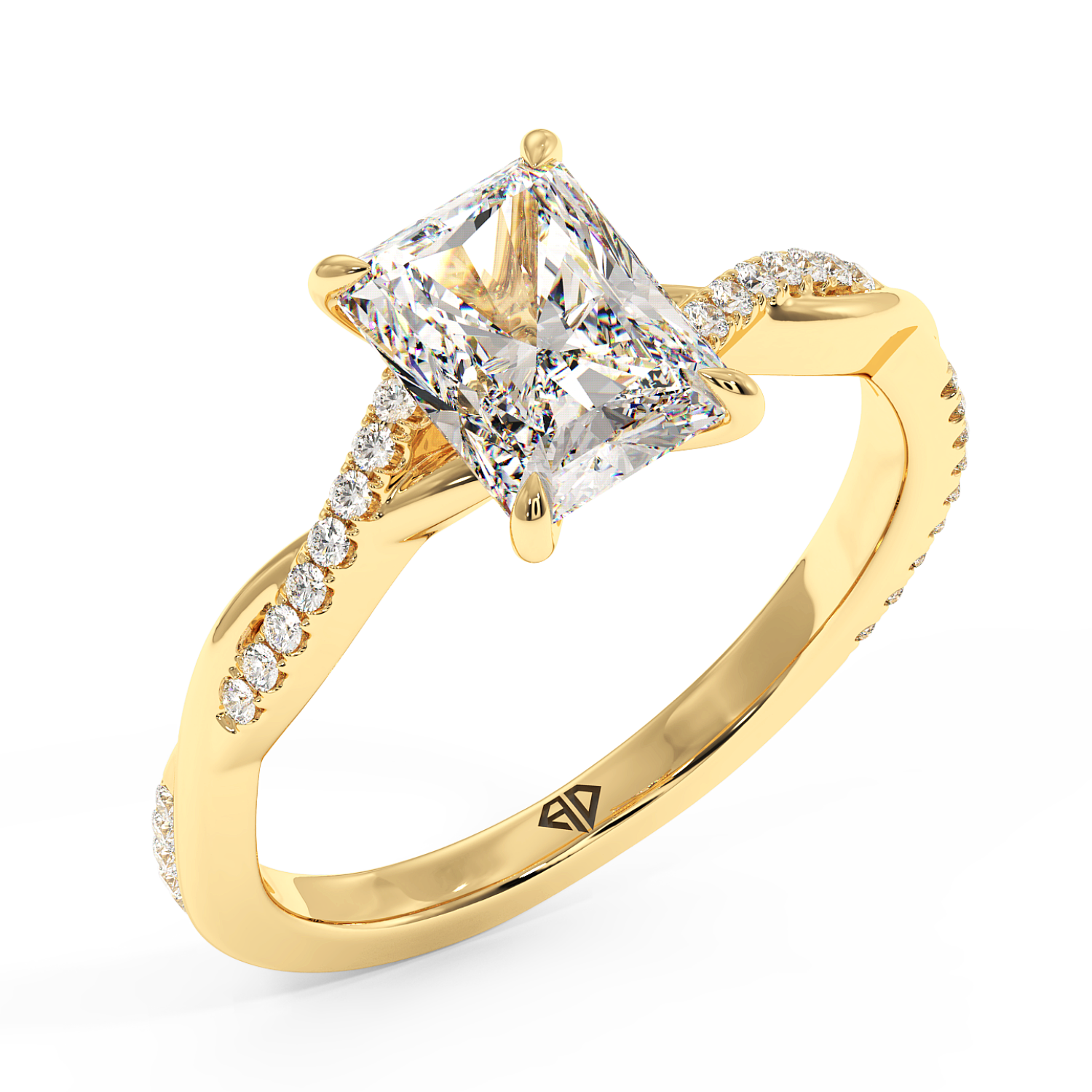 18K Yellow Gold Rochelle Diamond Shoulder Engagement Ring