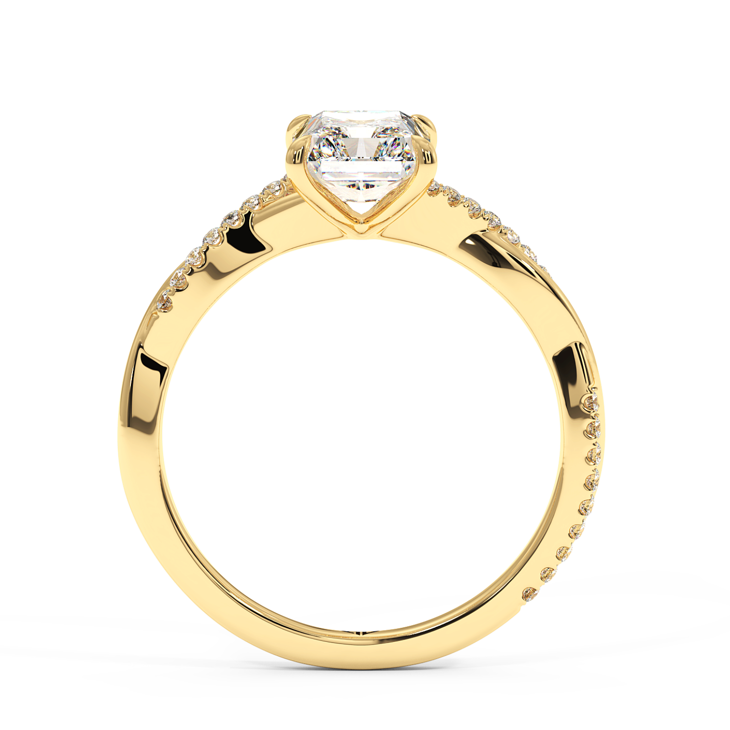 18K Yellow Gold Rochelle Diamond Shoulder Engagement Ring