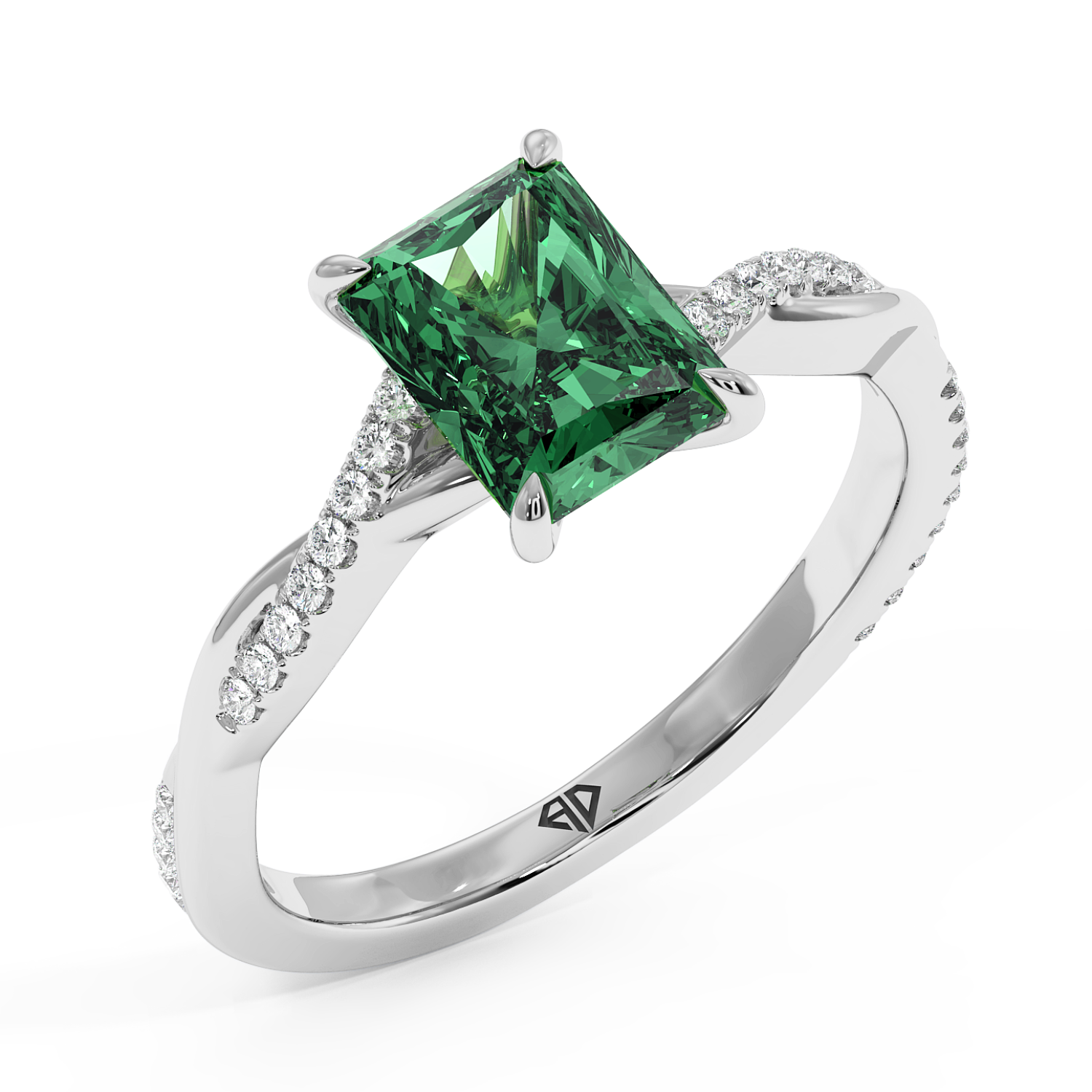 18K White Gold Rochelle Diamond Shoulder Engagement Ring