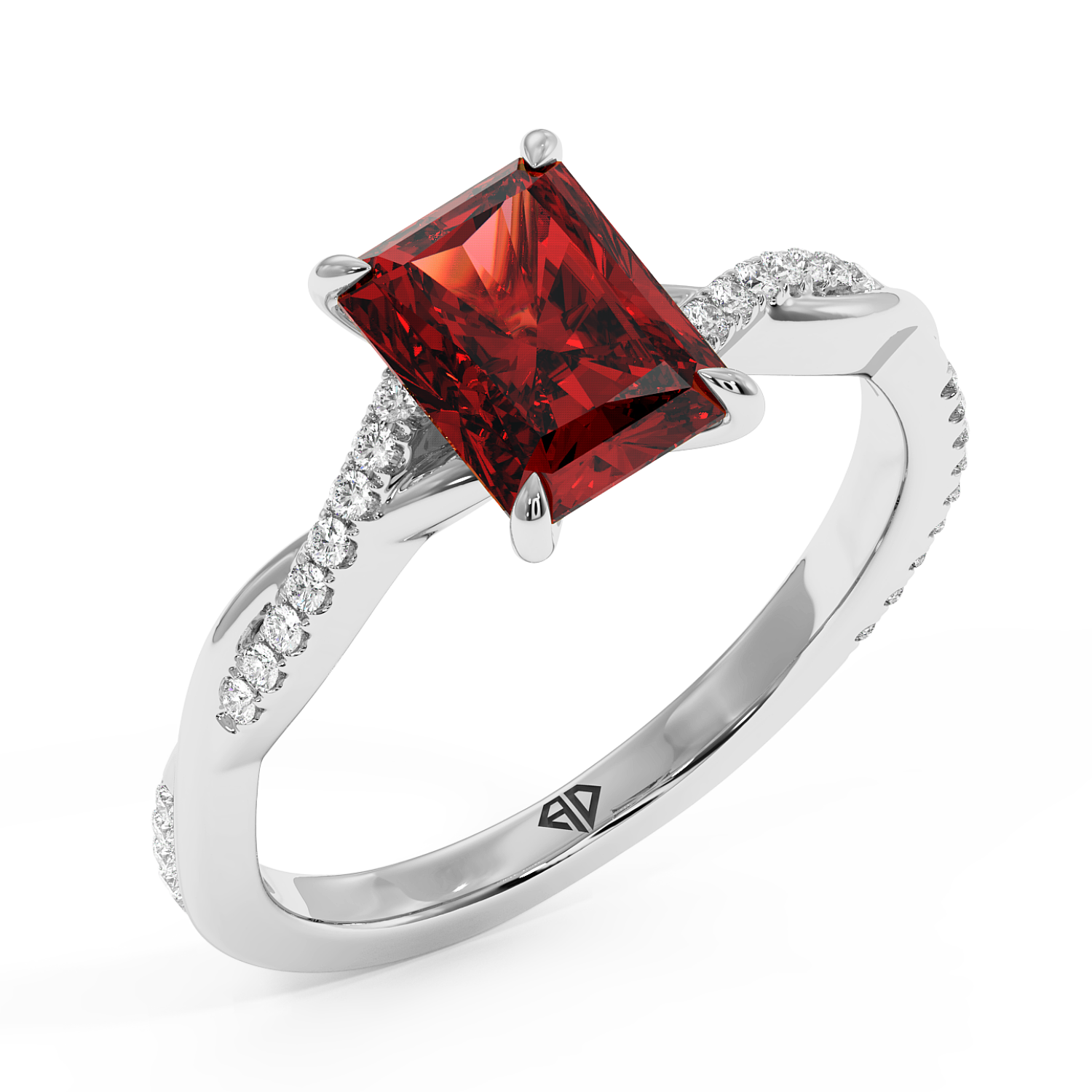 18K White Gold Rochelle Diamond Shoulder Engagement Ring