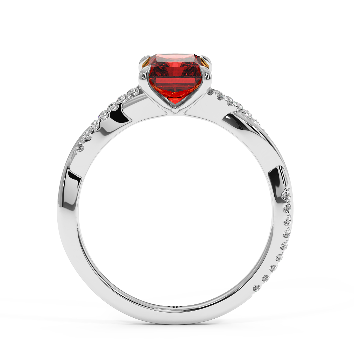 18K White Gold Rochelle Diamond Shoulder Engagement Ring