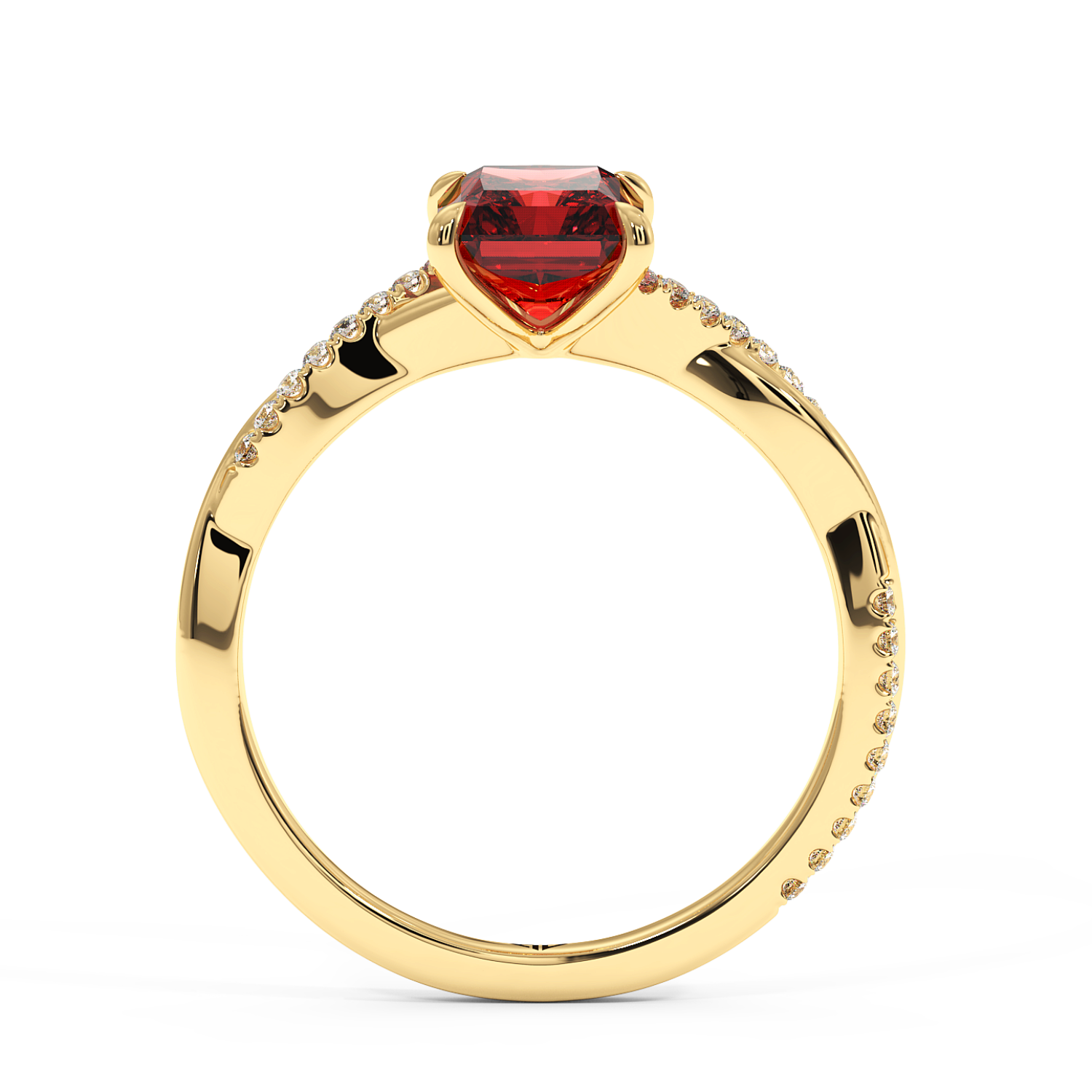 18K Yellow Gold Rochelle Diamond Shoulder Engagement Ring