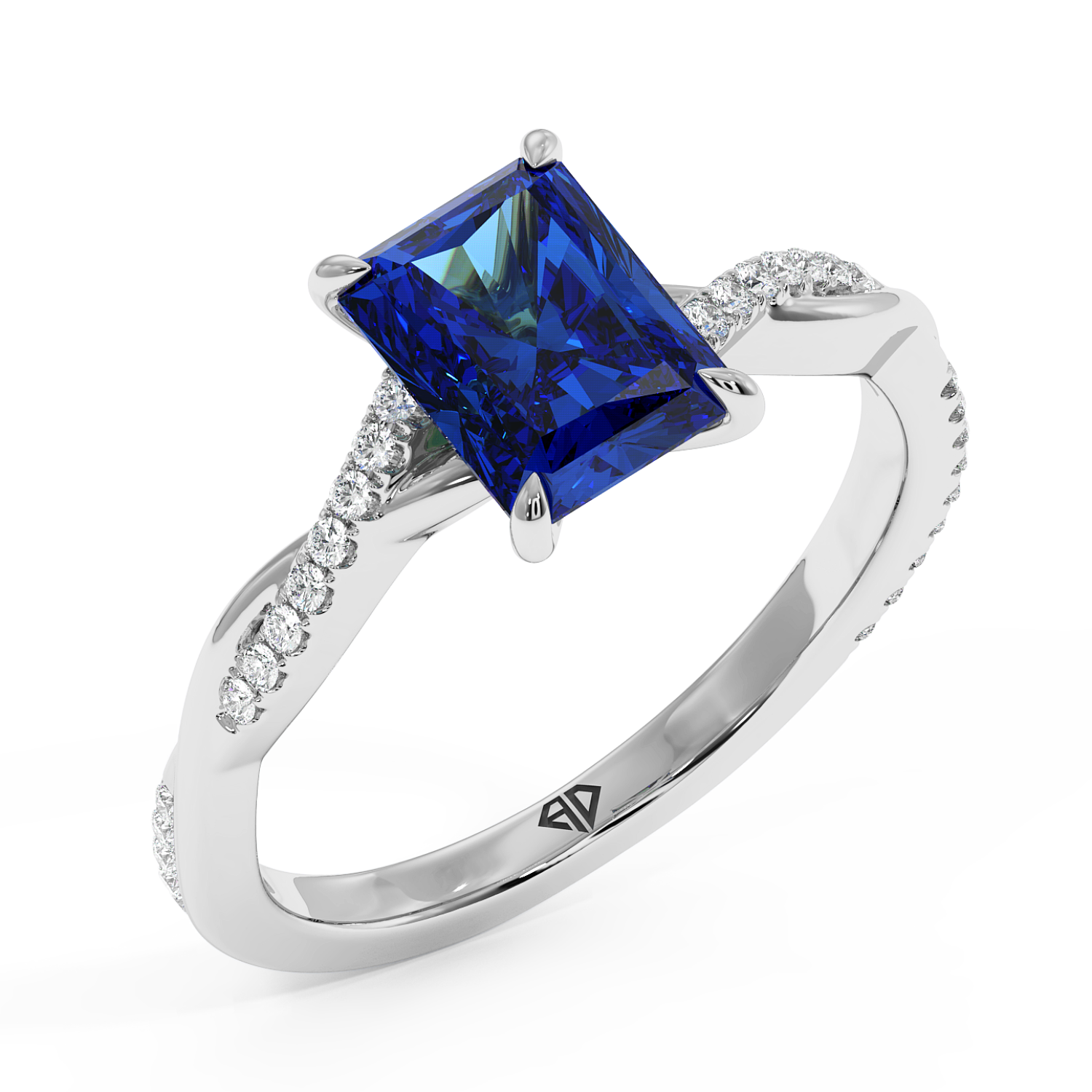 18K White Gold Rochelle Diamond Shoulder Engagement Ring