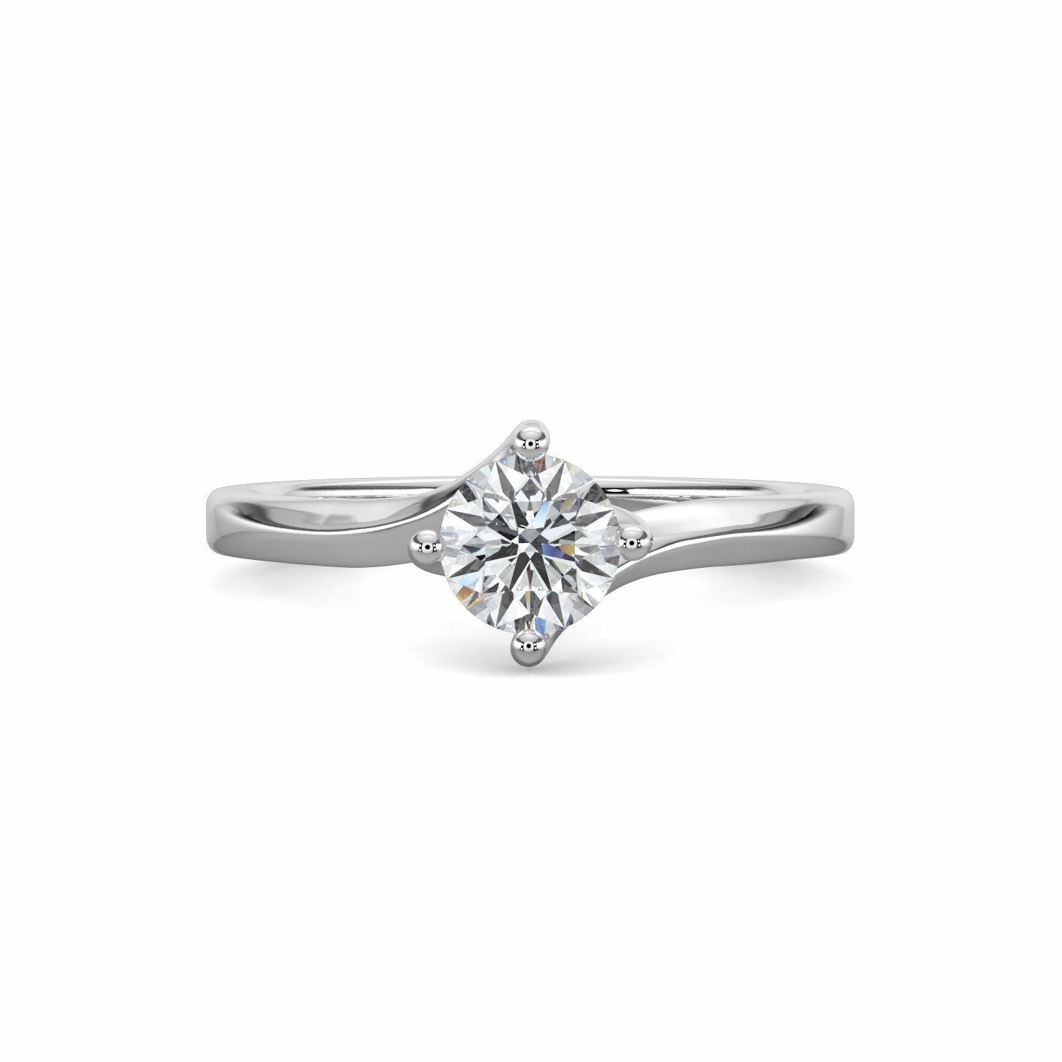 18K White Gold North Star Round Cut Solitaire Engagement Ring