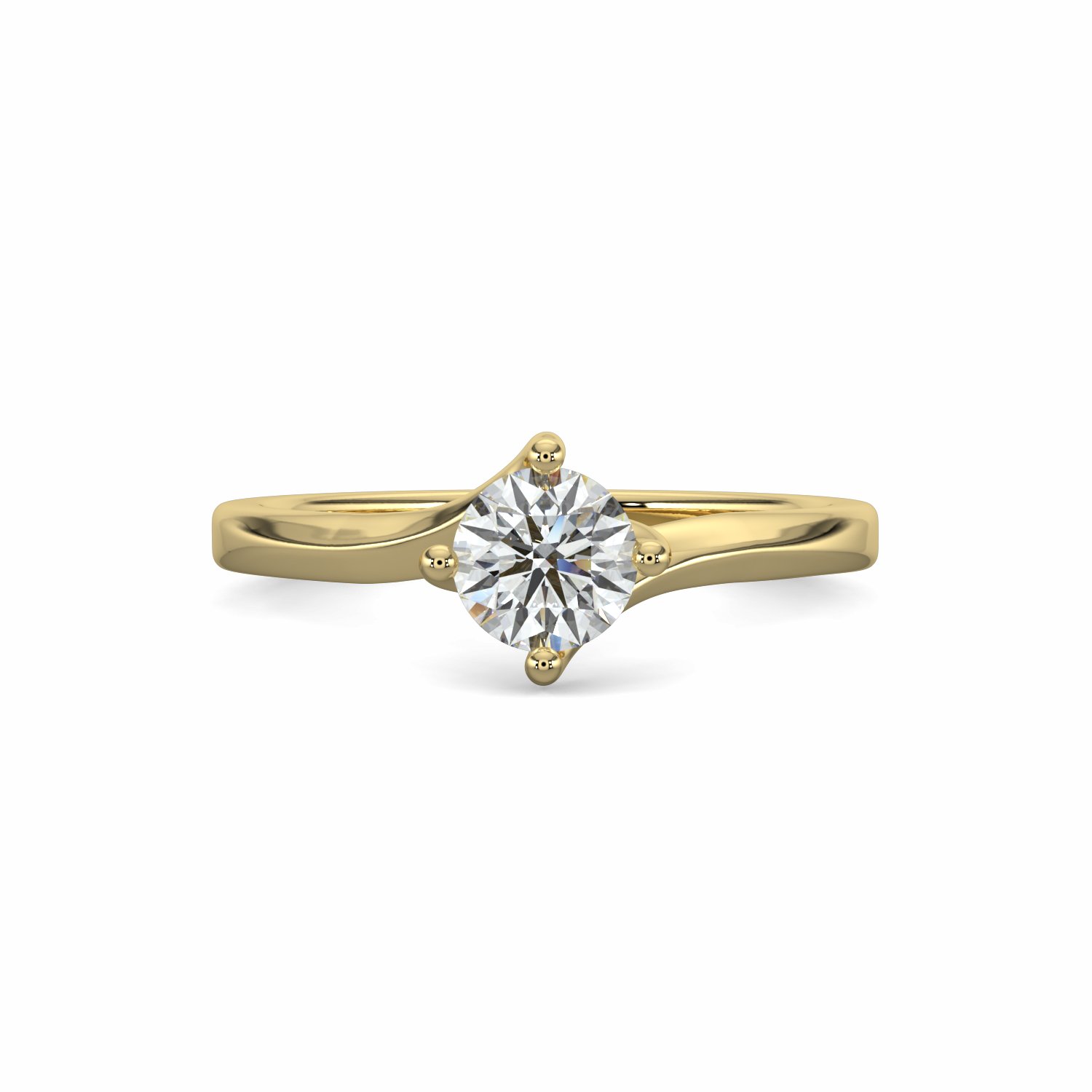 18K White Gold North Star Round Cut Solitaire Engagement Ring
