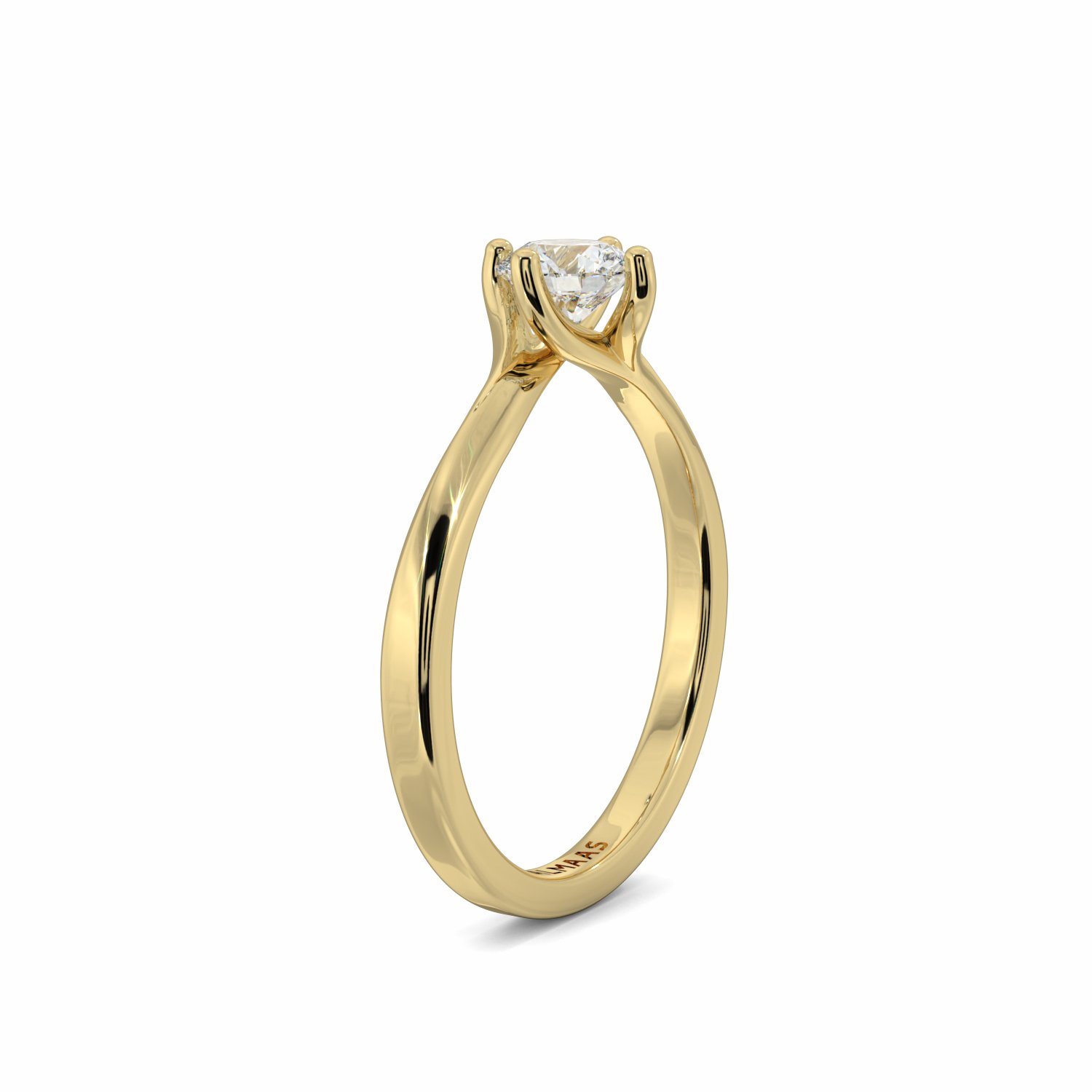 18K Yellow Gold North Star Round Cut Solitaire Engagement Ring