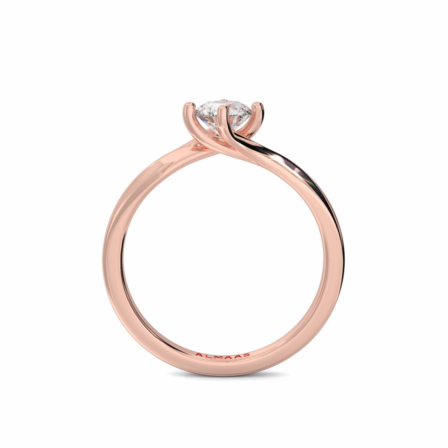 18K Rose Gold North Star Round Cut Solitaire Engagement Ring
