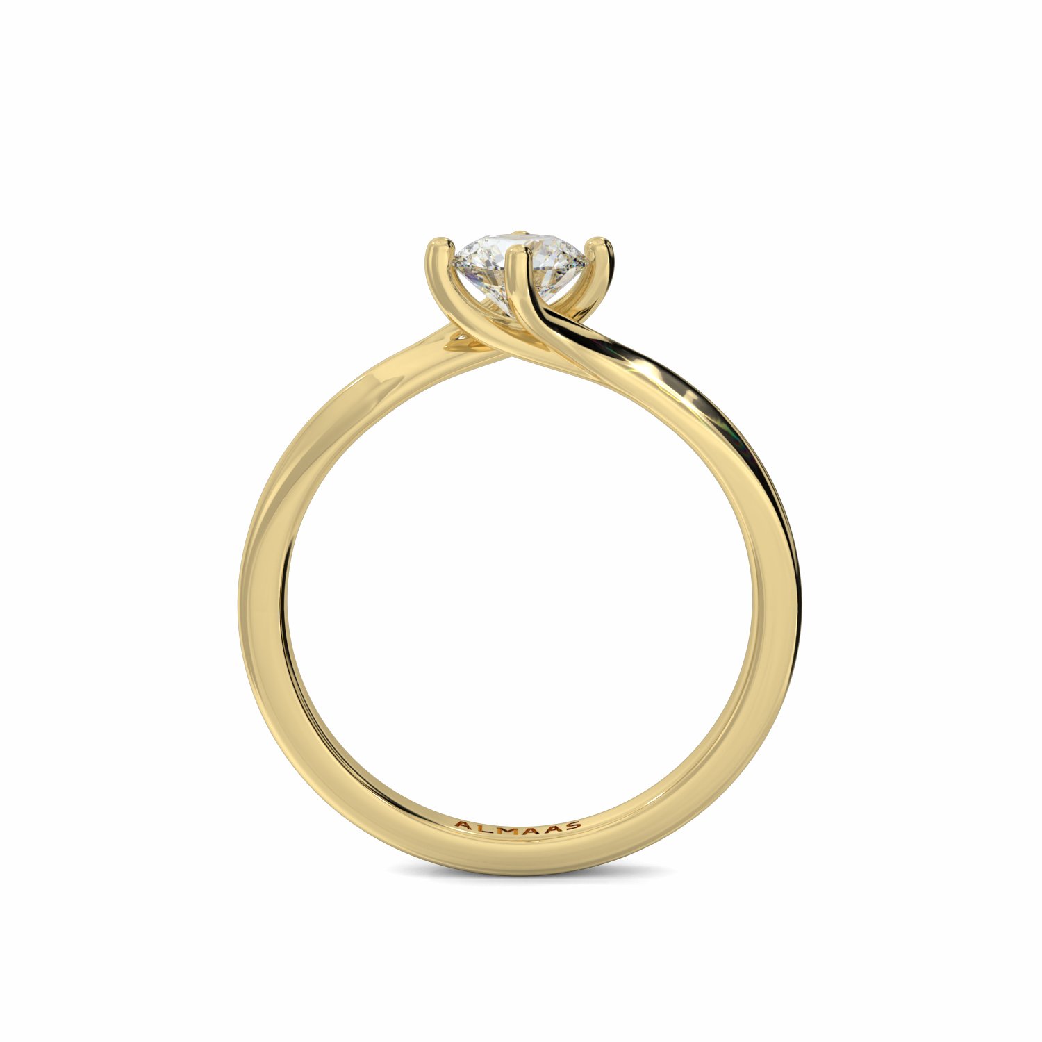18K Yellow Gold North Star Round Cut Solitaire Engagement Ring