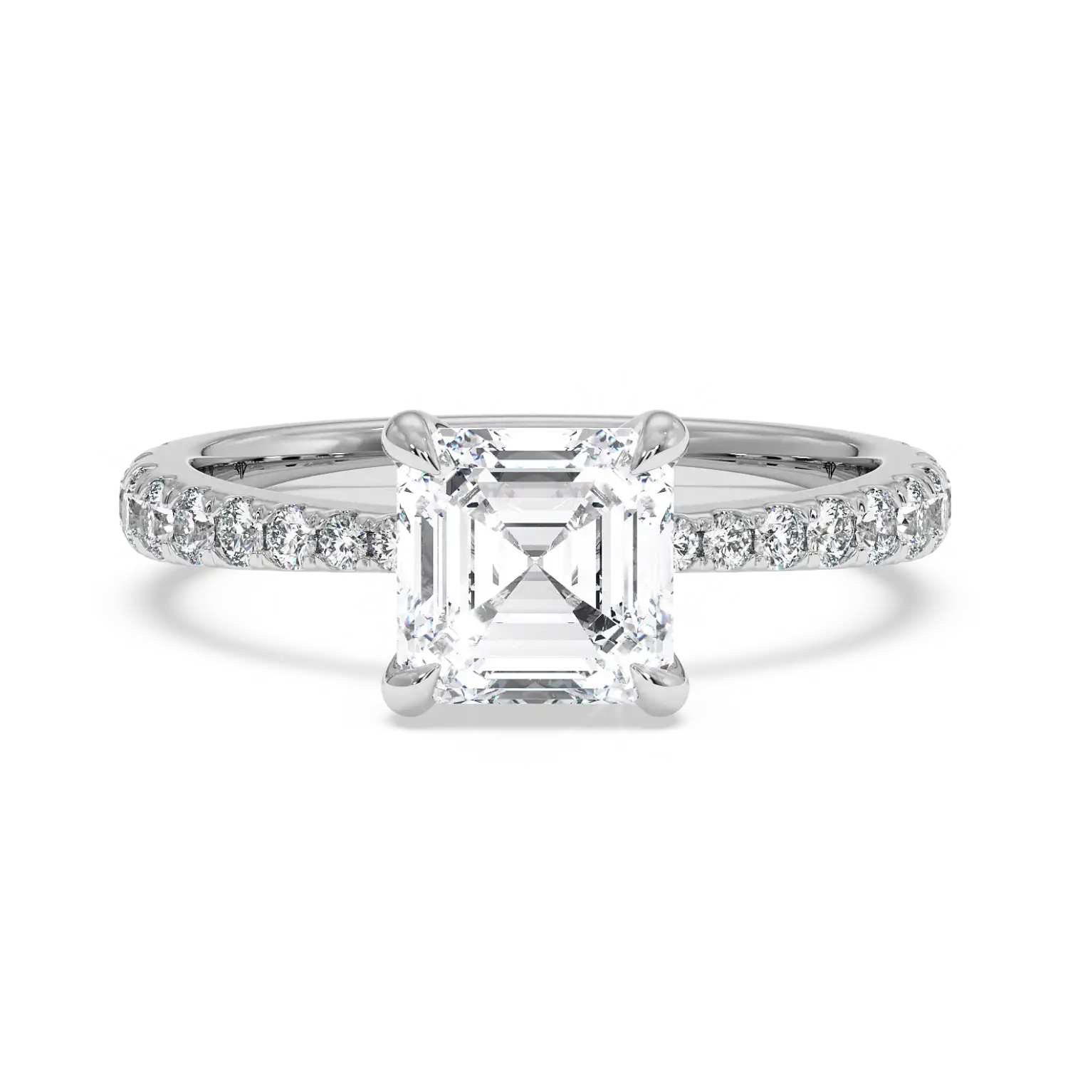 18K White Gold Ena Diamond Shoulder Engagement Ring