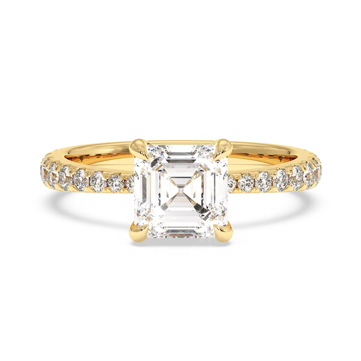 18K Yellow Gold Ena Diamond Shoulder Engagement Ring