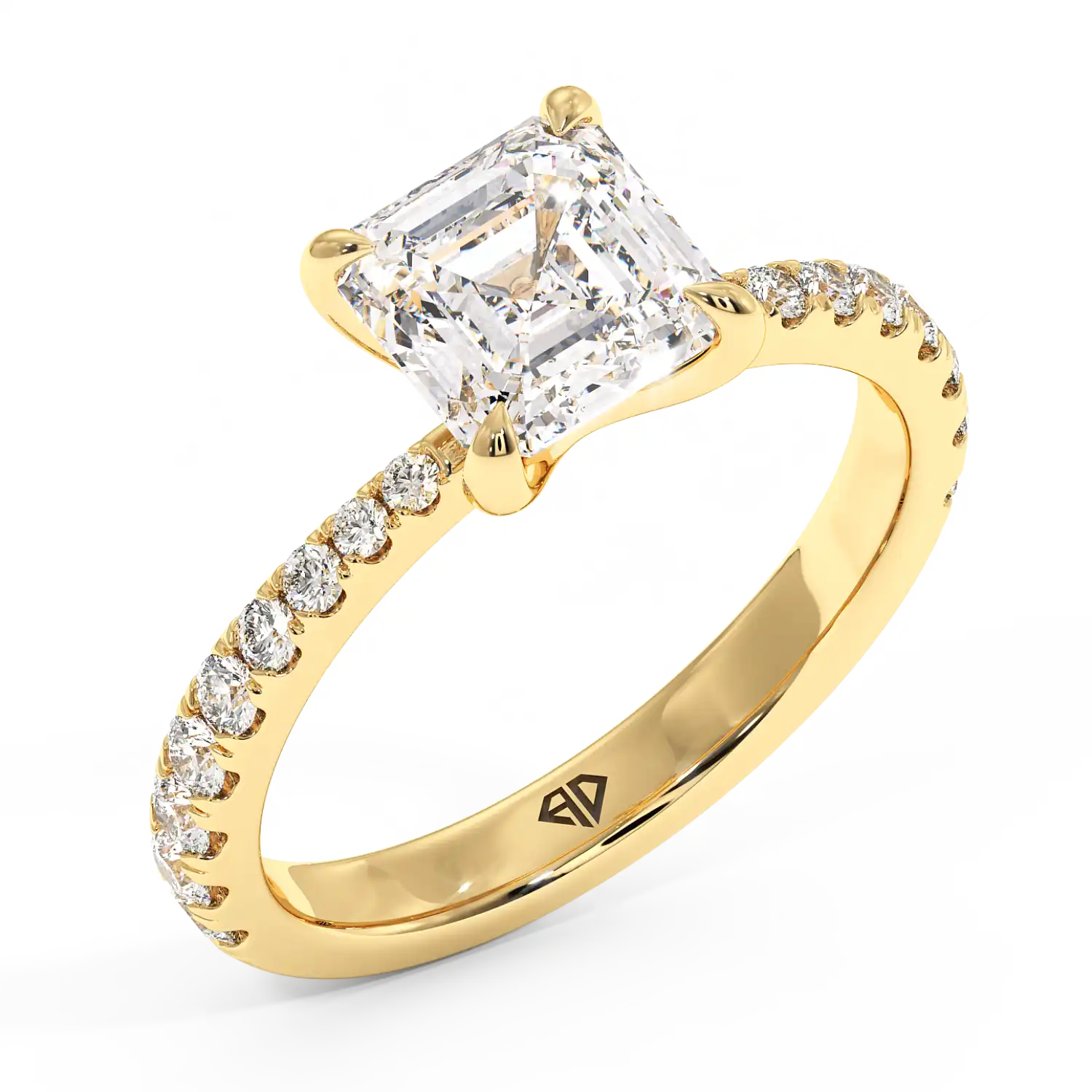18K Yellow Gold Ena Diamond Shoulder Engagement Ring