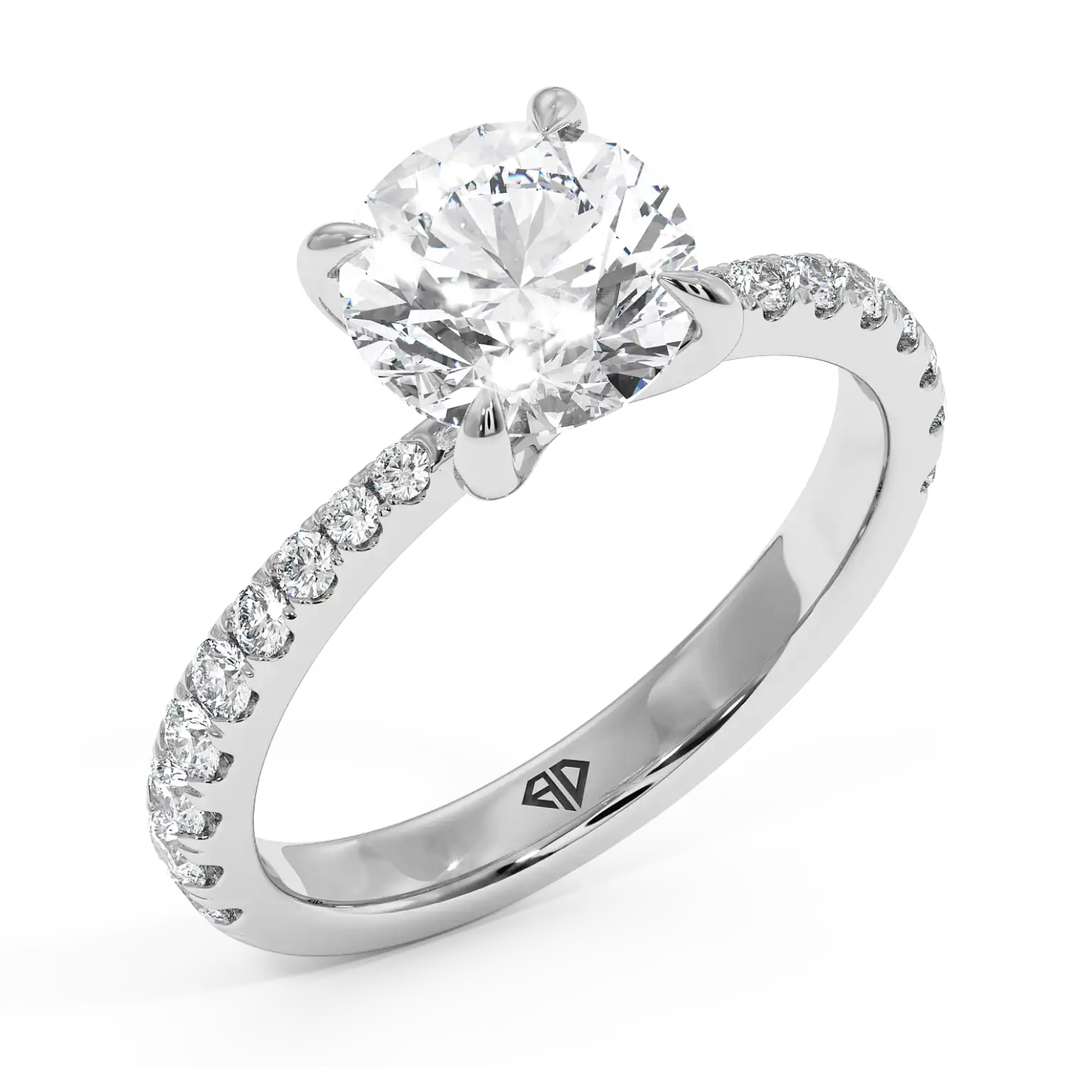 18K White Gold Ena Diamond Shoulder Engagement Ring