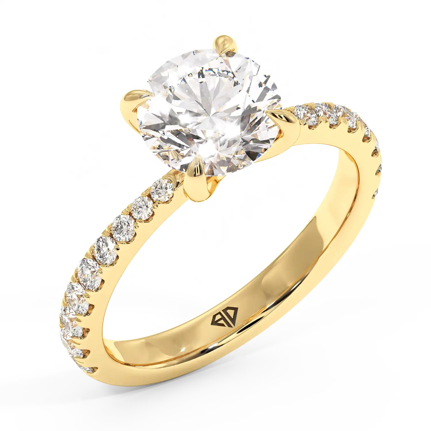 18K Yellow Gold Ena Diamond Shoulder Engagement Ring