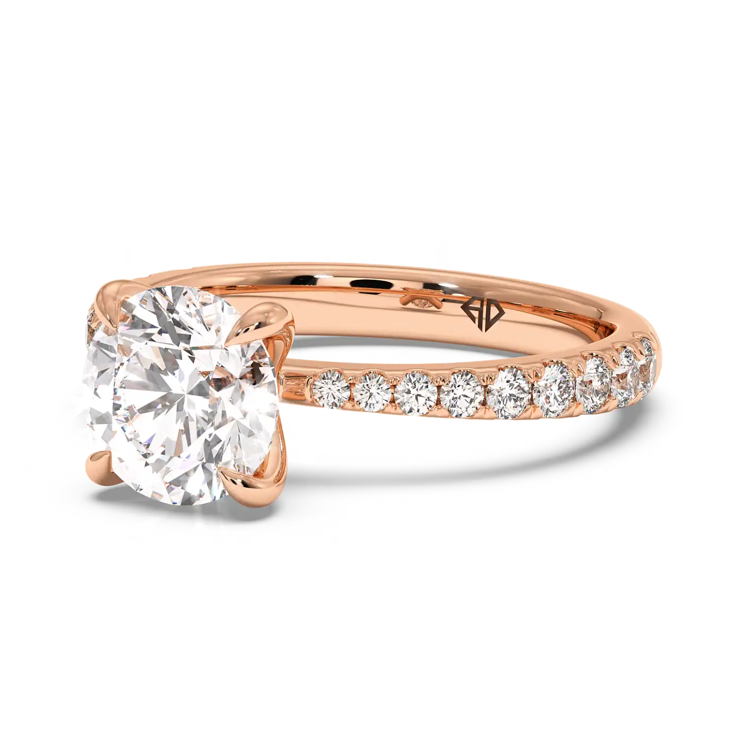 18K Rose Gold Ena Diamond Shoulder Engagement Ring