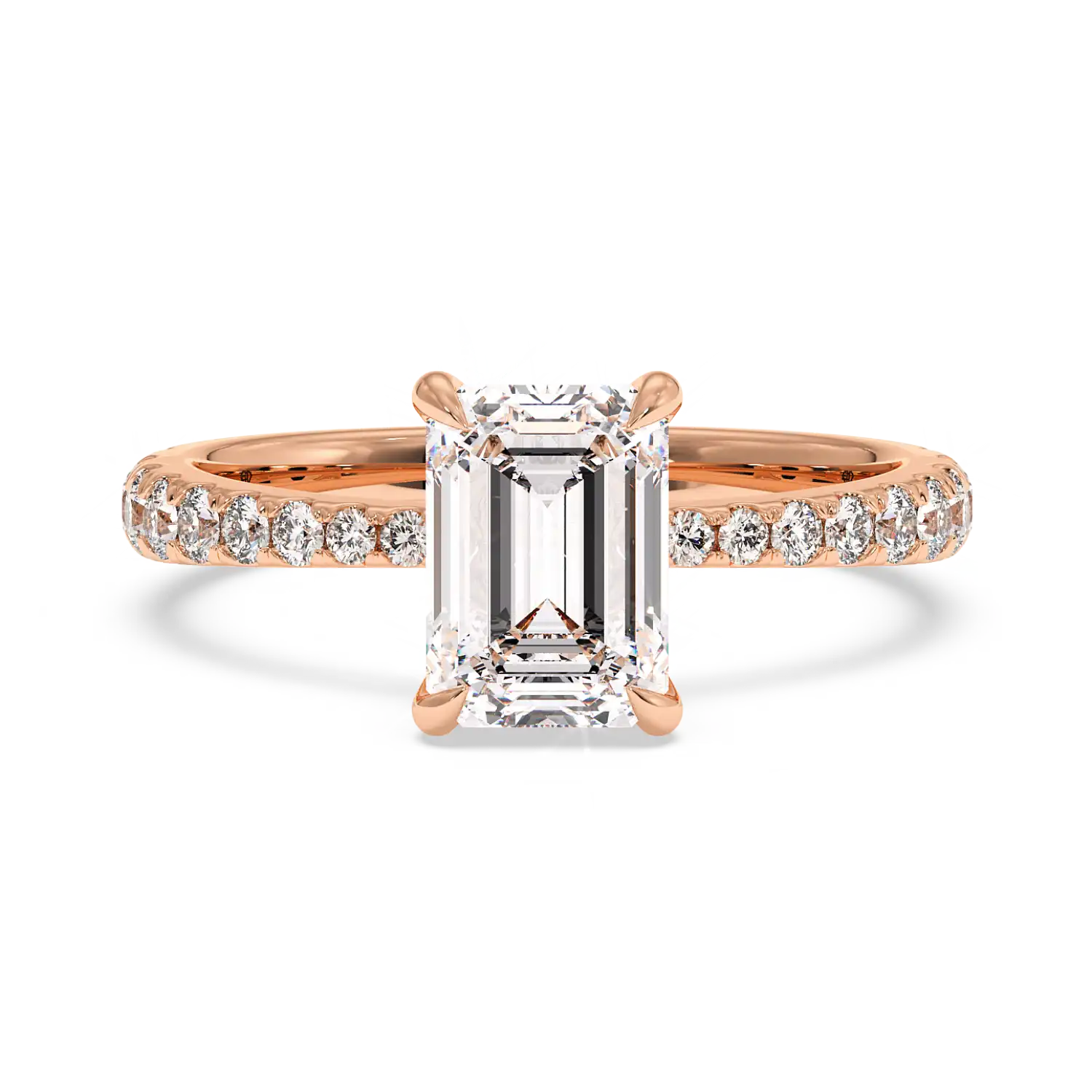 18K Rose Gold Ena Diamond Shoulder Engagement Ring