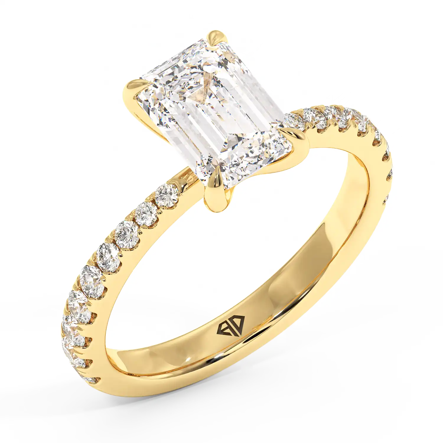 18K Yellow Gold Ena Diamond Shoulder Engagement Ring