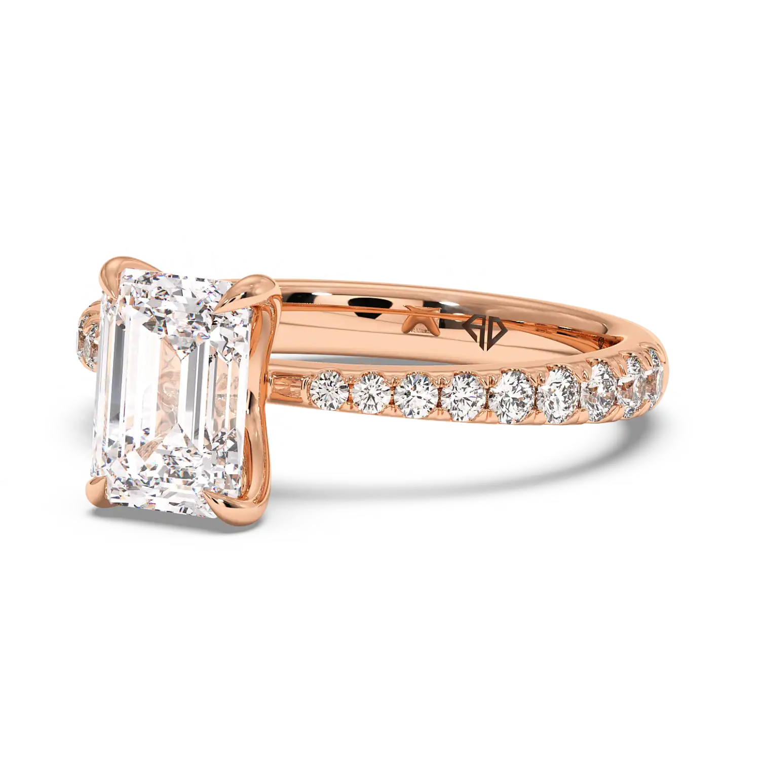 18K Rose Gold Ena Diamond Shoulder Engagement Ring