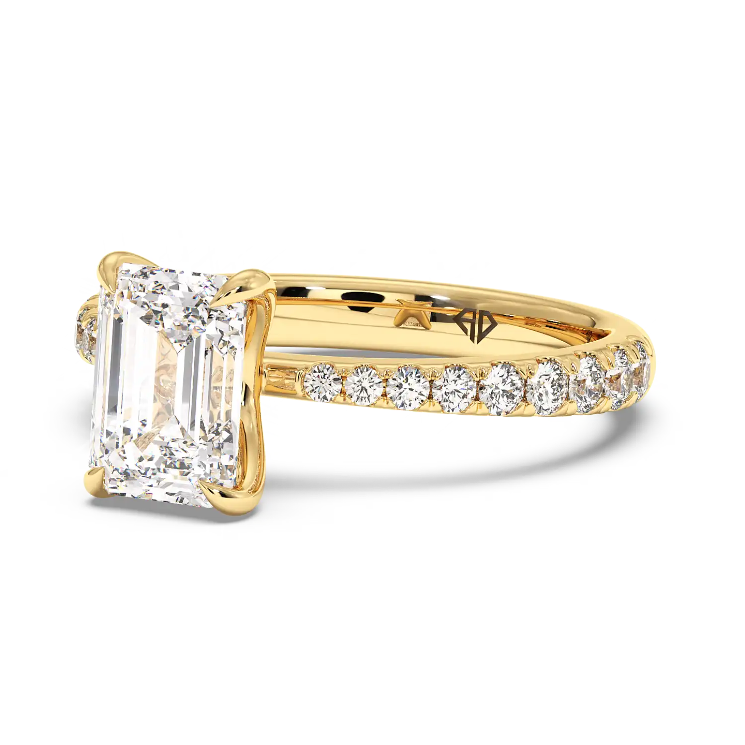 18K Yellow Gold Ena Diamond Shoulder Engagement Ring
