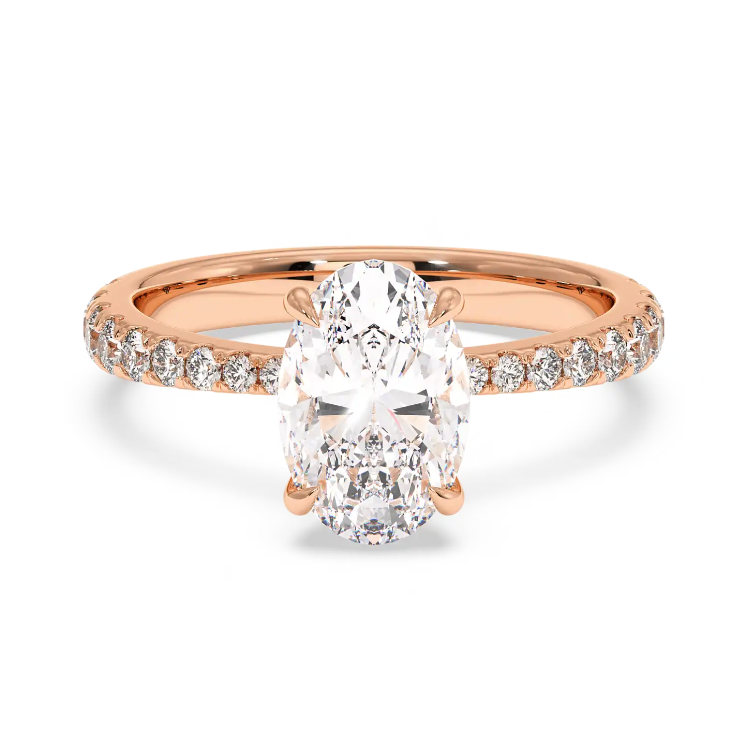 18K Rose Gold Ena Diamond Shoulder Engagement Ring