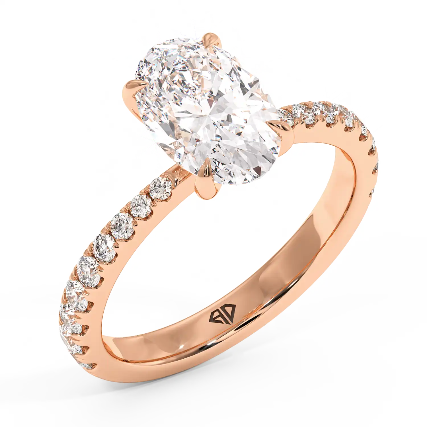 18K Rose Gold Ena Diamond Shoulder Engagement Ring