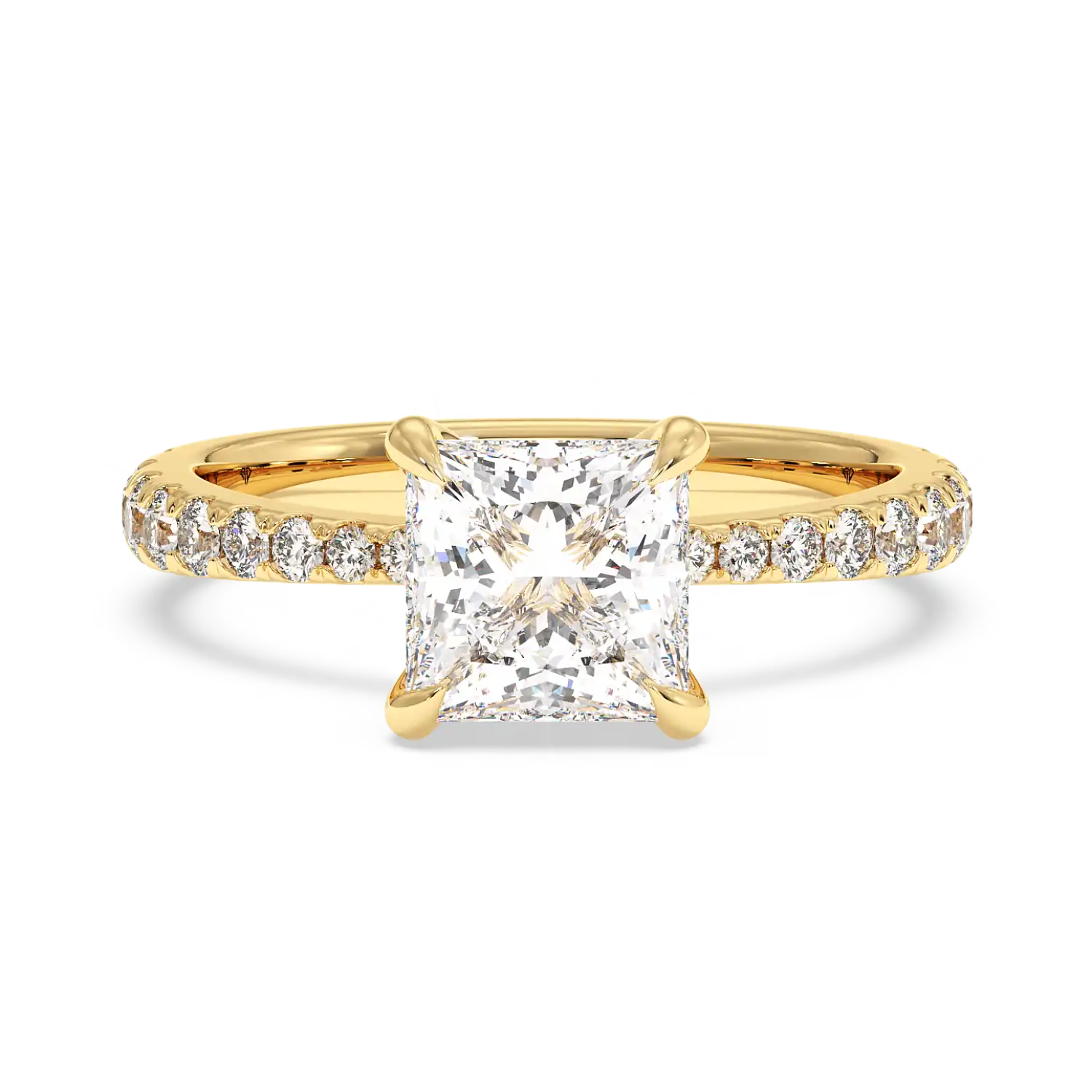 18K Yellow Gold Ena Diamond Shoulder Engagement Ring