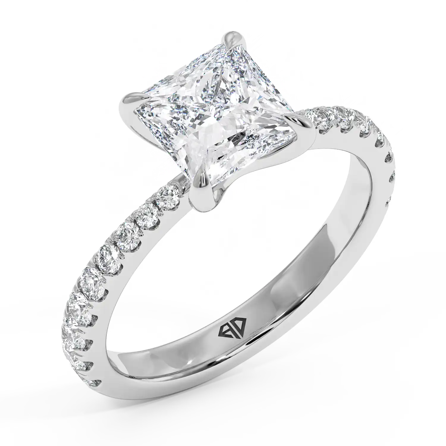 18K White Gold Ena Diamond Shoulder Engagement Ring