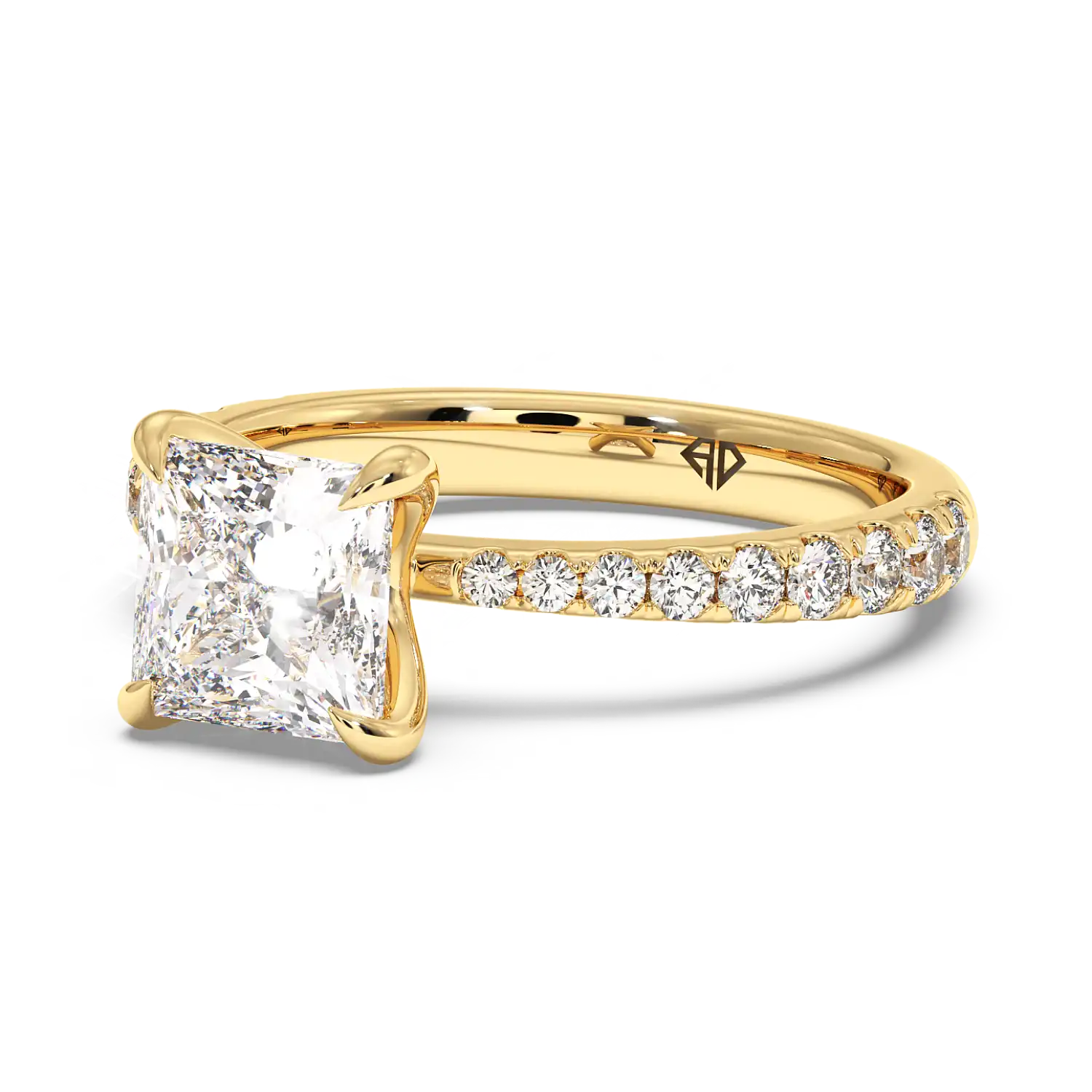 18K Yellow Gold Ena Diamond Shoulder Engagement Ring