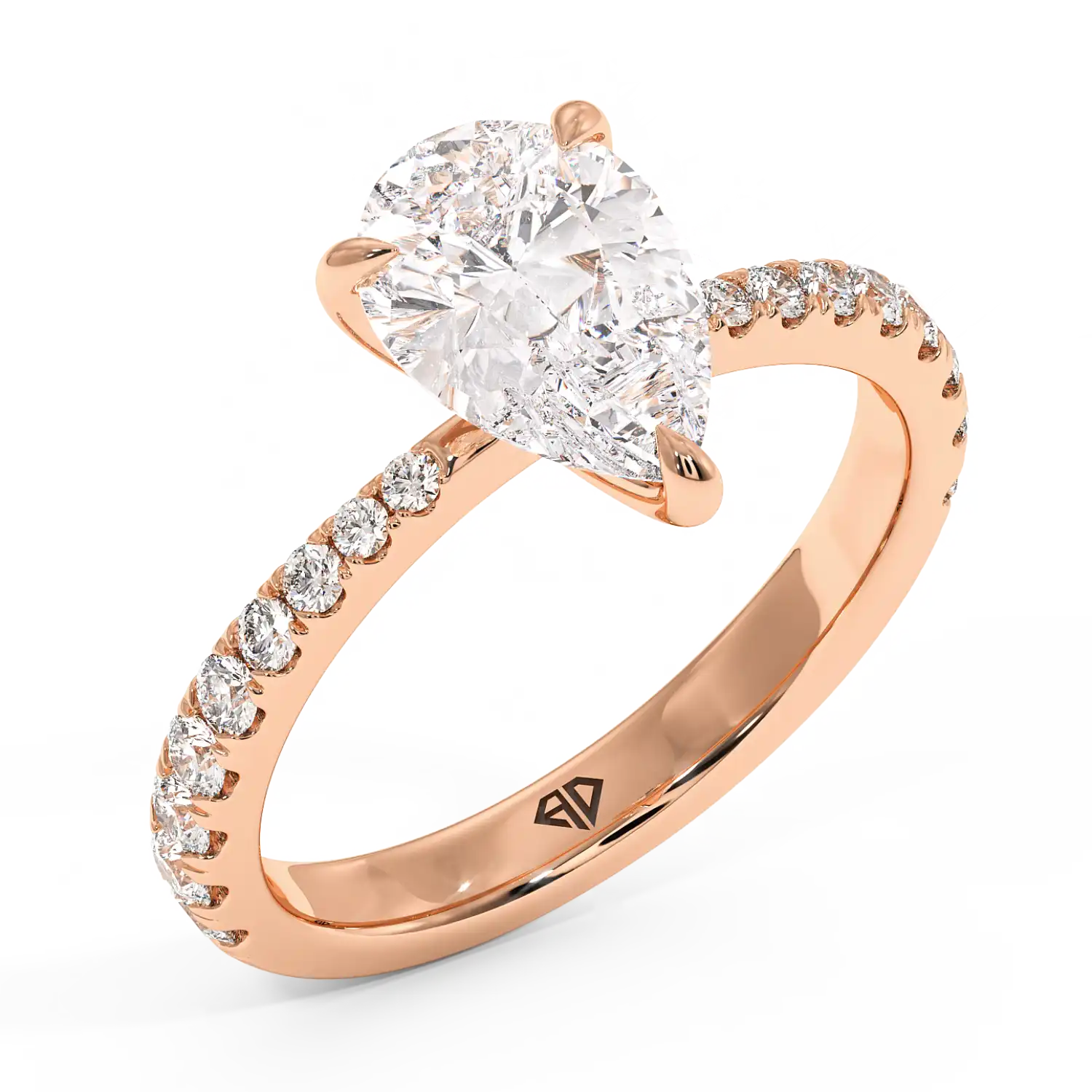 18K Rose Gold Ena Diamond Shoulder Engagement Ring