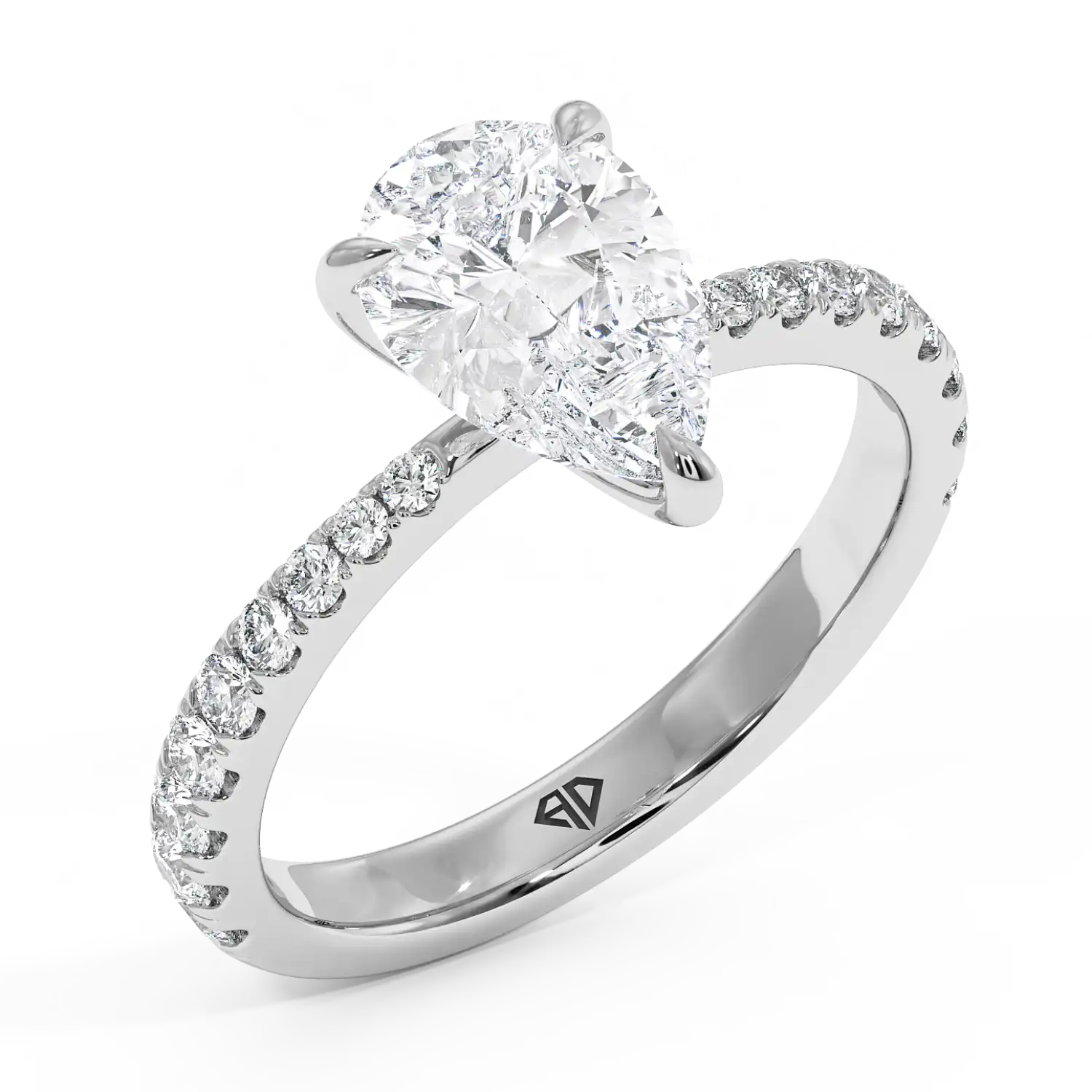 18K White Gold Ena Diamond Shoulder Engagement Ring
