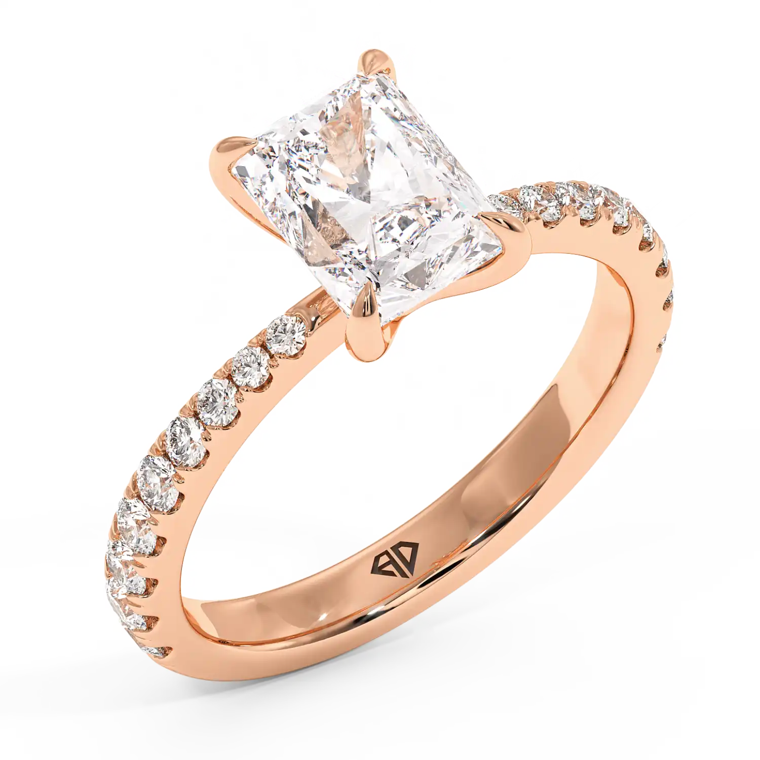 18K Rose Gold Ena Diamond Shoulder Engagement Ring
