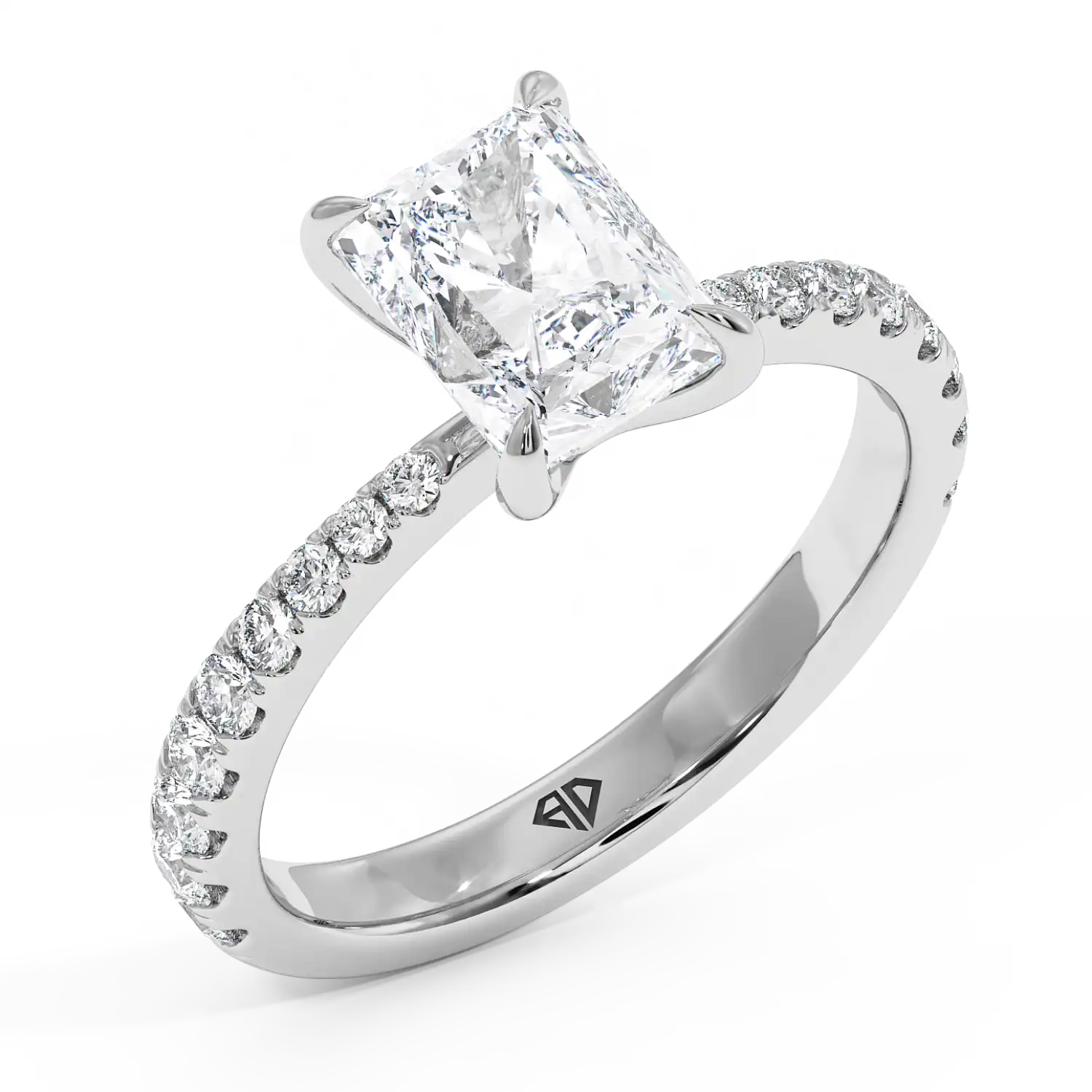 18K White Gold Ena Diamond Shoulder Engagement Ring
