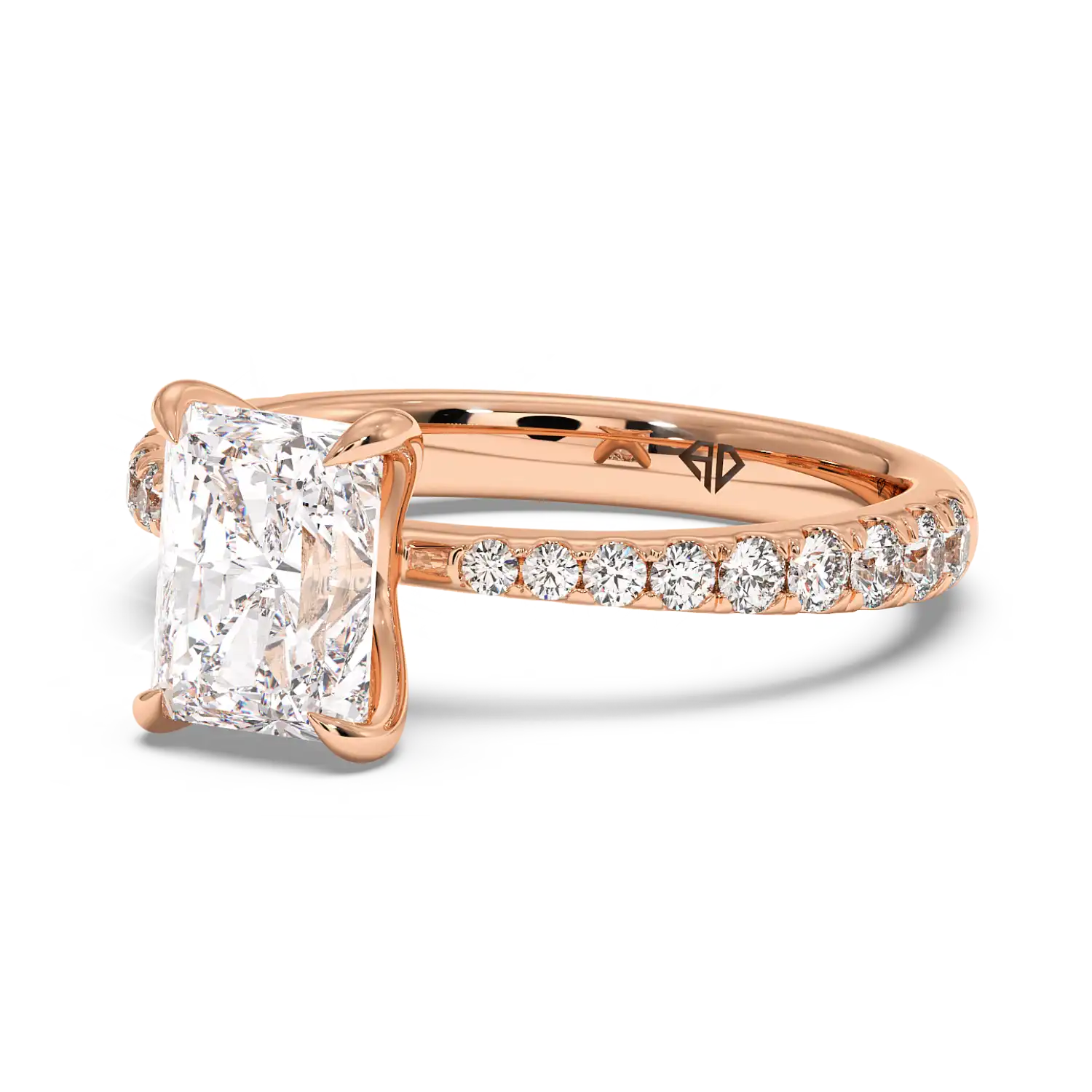 18K Rose Gold Ena Diamond Shoulder Engagement Ring