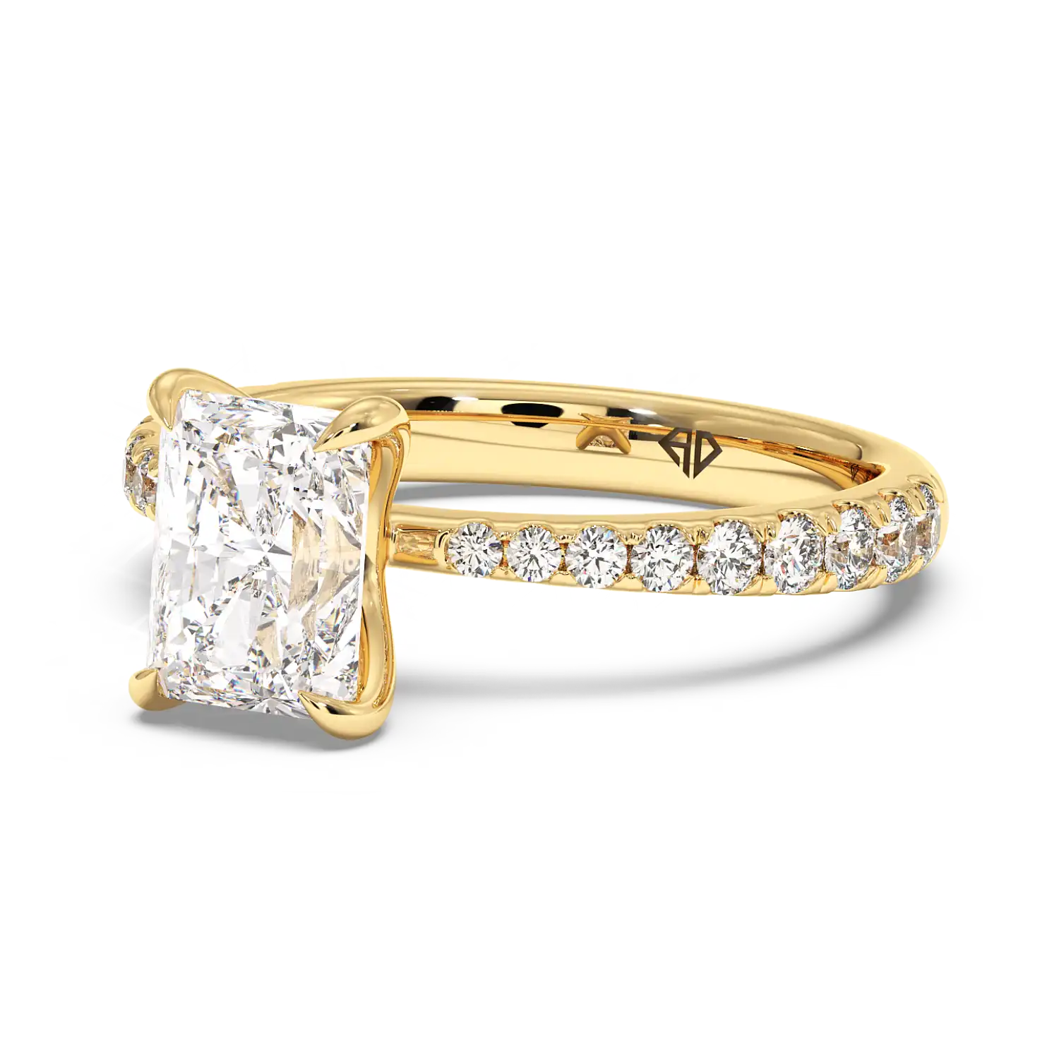 18K Yellow Gold Ena Diamond Shoulder Engagement Ring