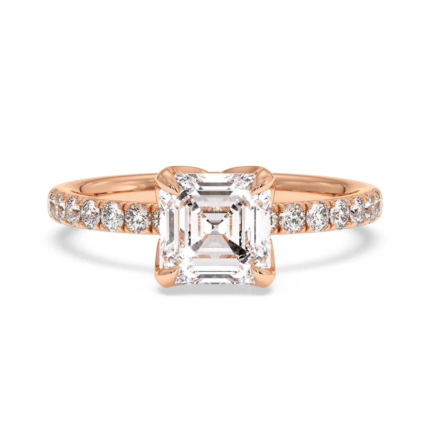 18K Rose Gold Stella Diamond Shoulder Engagement Ring