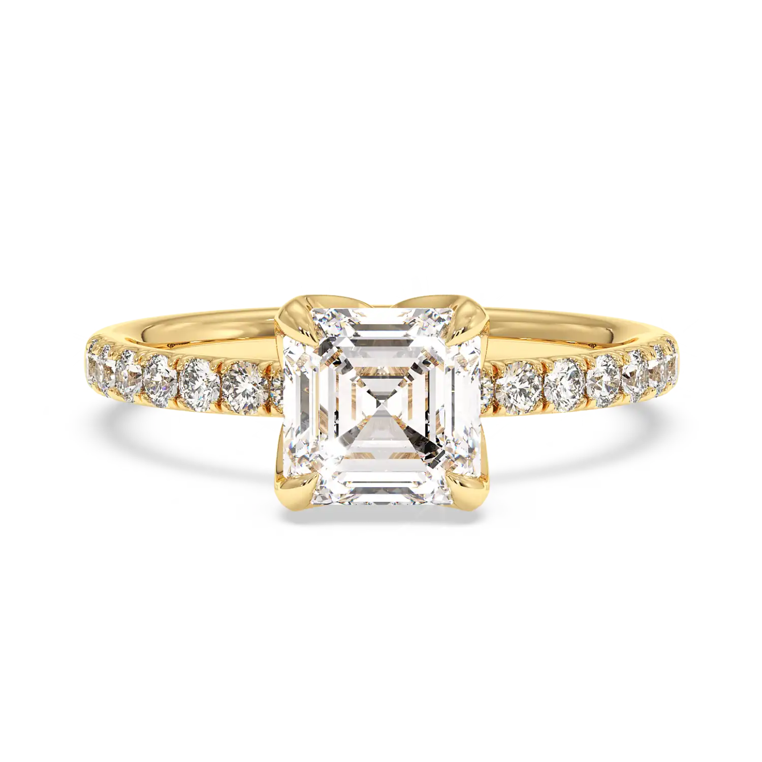 18K Yellow Gold Stella Diamond Shoulder Engagement Ring