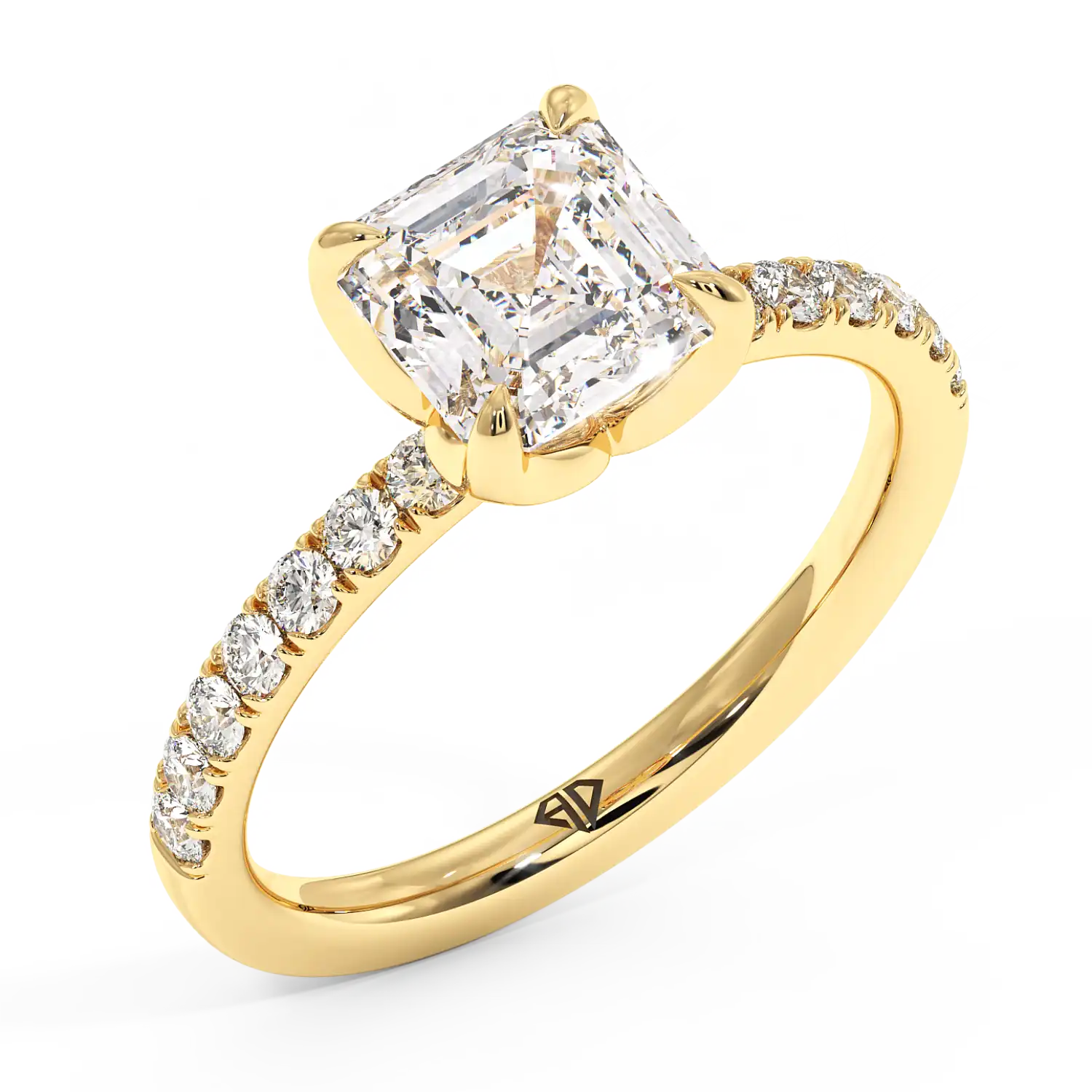 18K Yellow Gold Stella Diamond Shoulder Engagement Ring