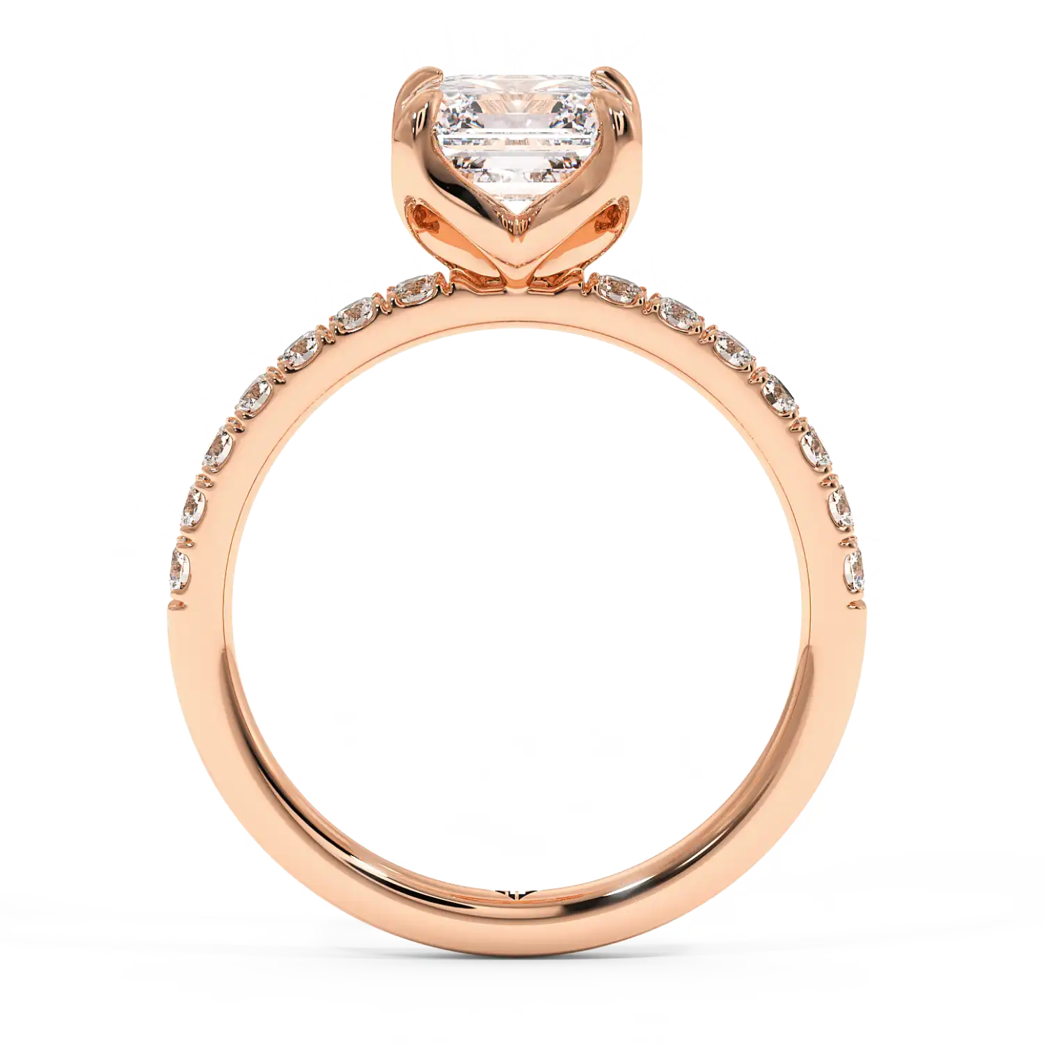 18K Rose Gold Stella Diamond Shoulder Engagement Ring