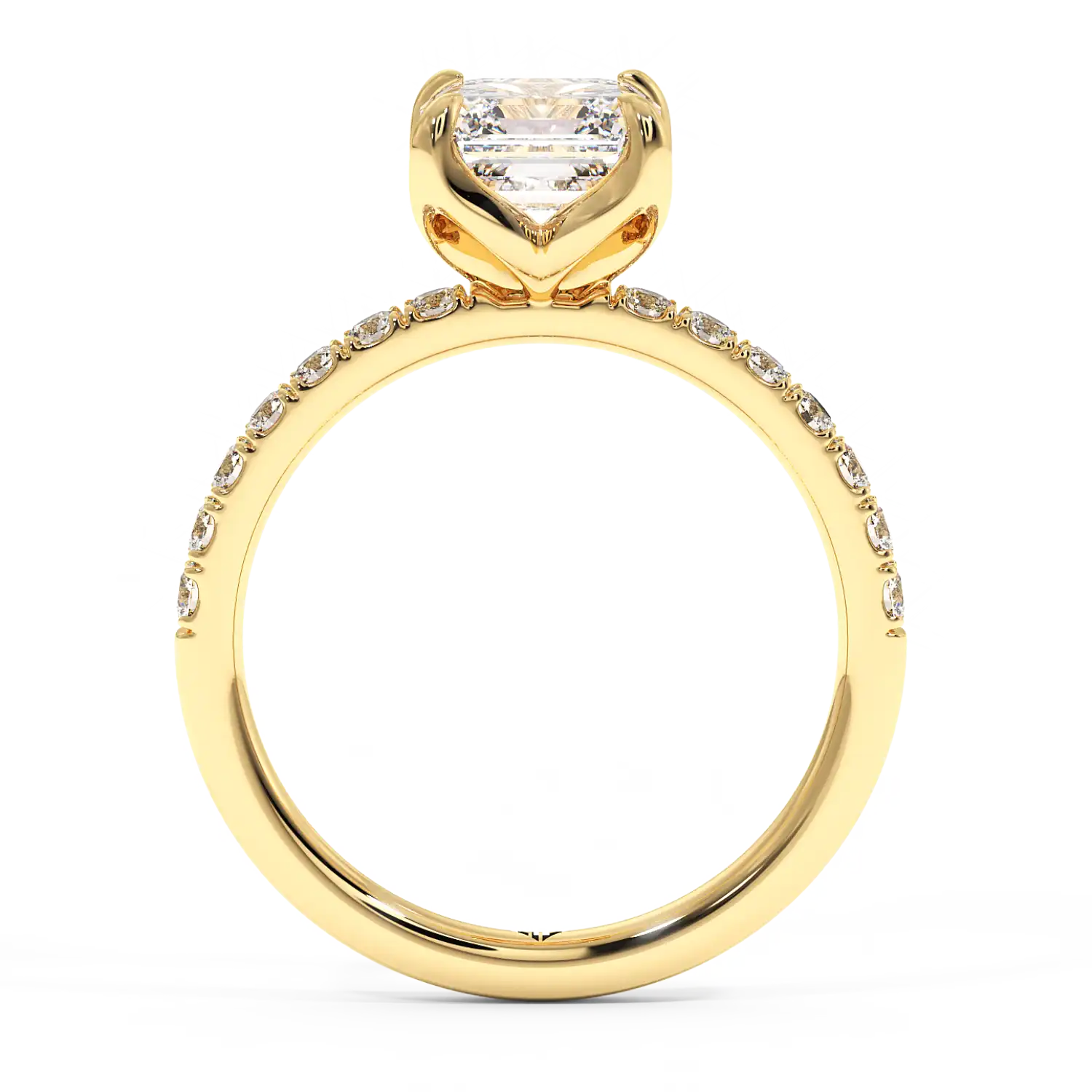 18K Yellow Gold Stella Diamond Shoulder Engagement Ring