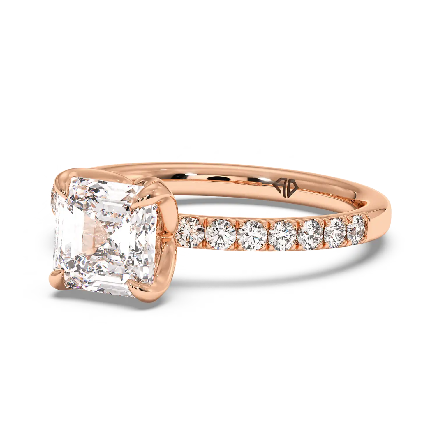 18K Rose Gold Stella Diamond Shoulder Engagement Ring