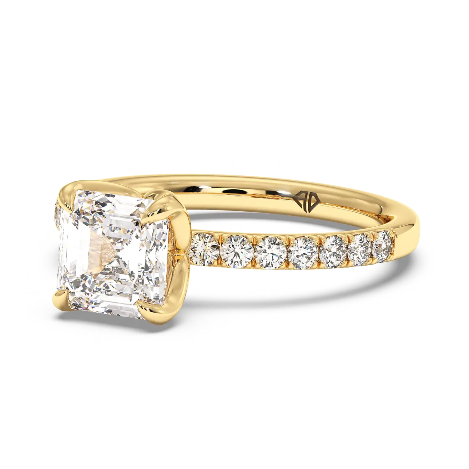 18K Yellow Gold Stella Diamond Shoulder Engagement Ring