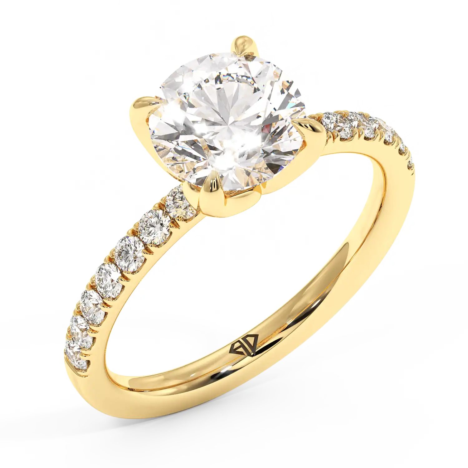 18K Yellow Gold Stella Diamond Shoulder Engagement Ring
