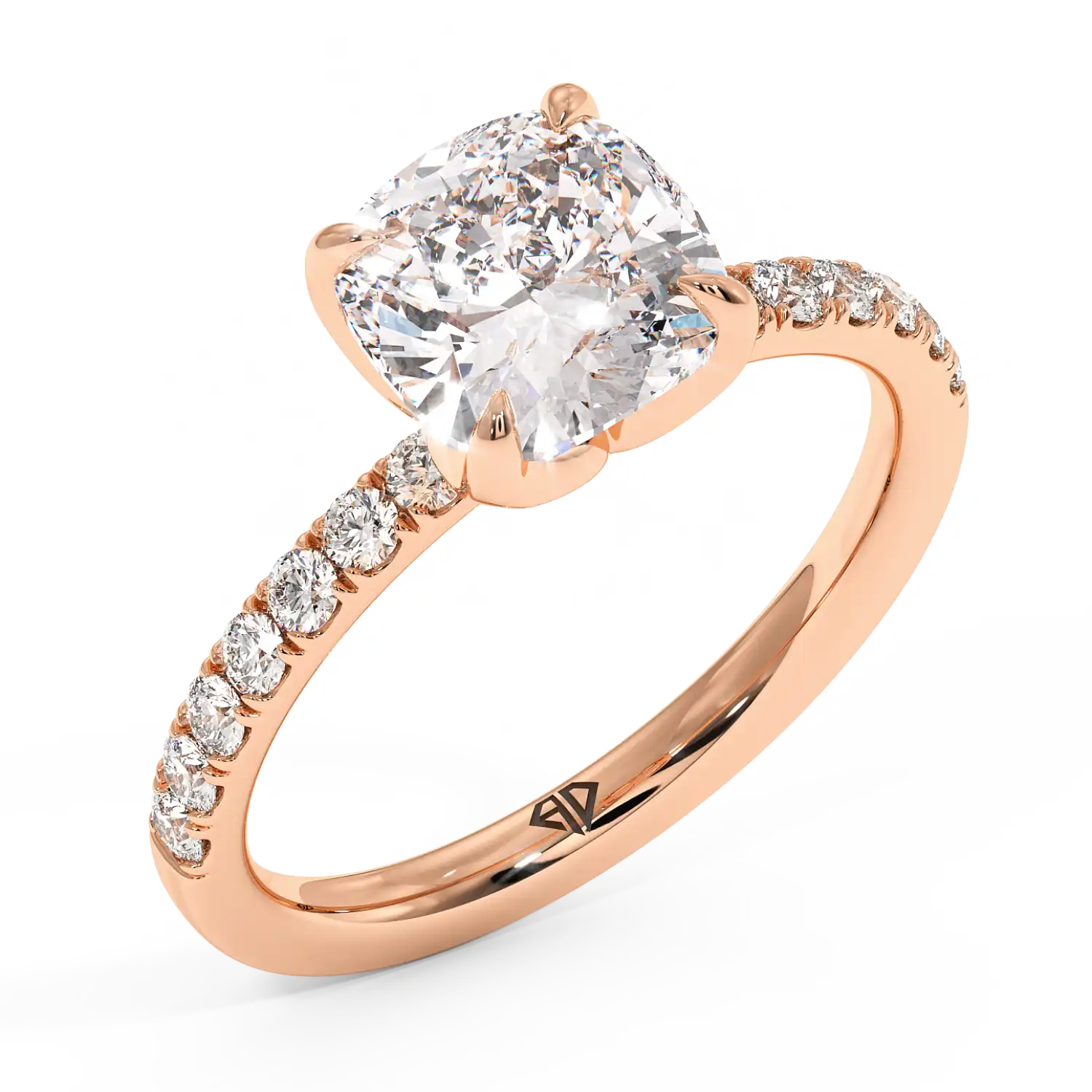 18K Rose Gold Stella Diamond Shoulder Engagement Ring