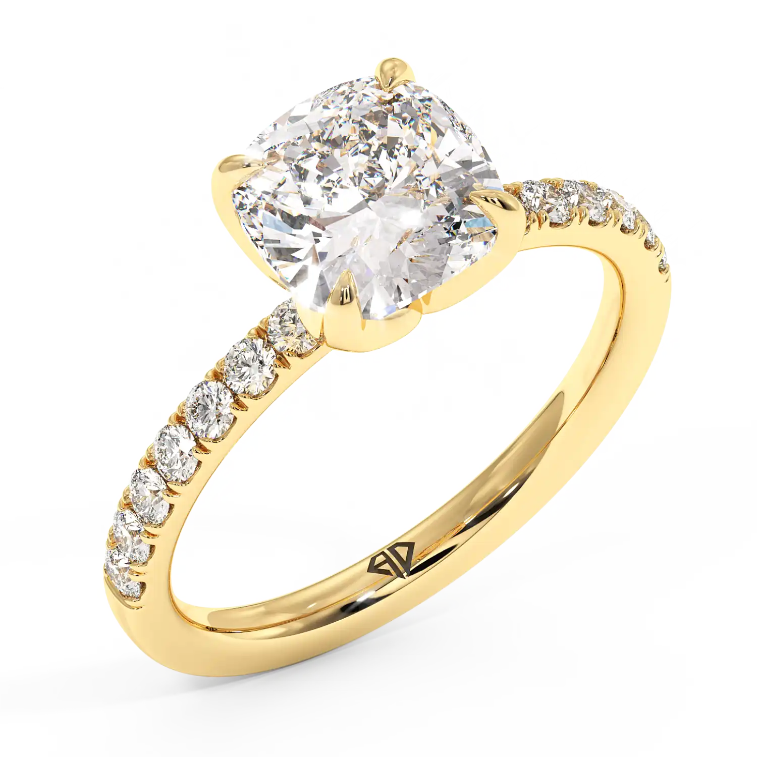 18K Yellow Gold Stella Diamond Shoulder Engagement Ring