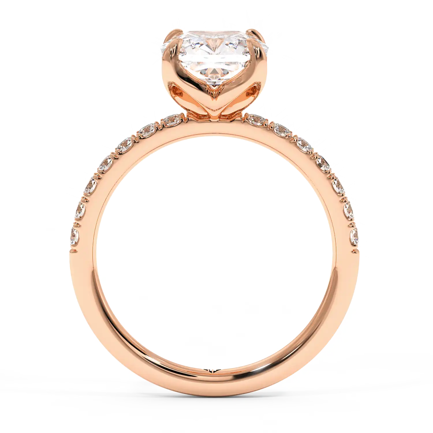 18K Rose Gold Stella Diamond Shoulder Engagement Ring