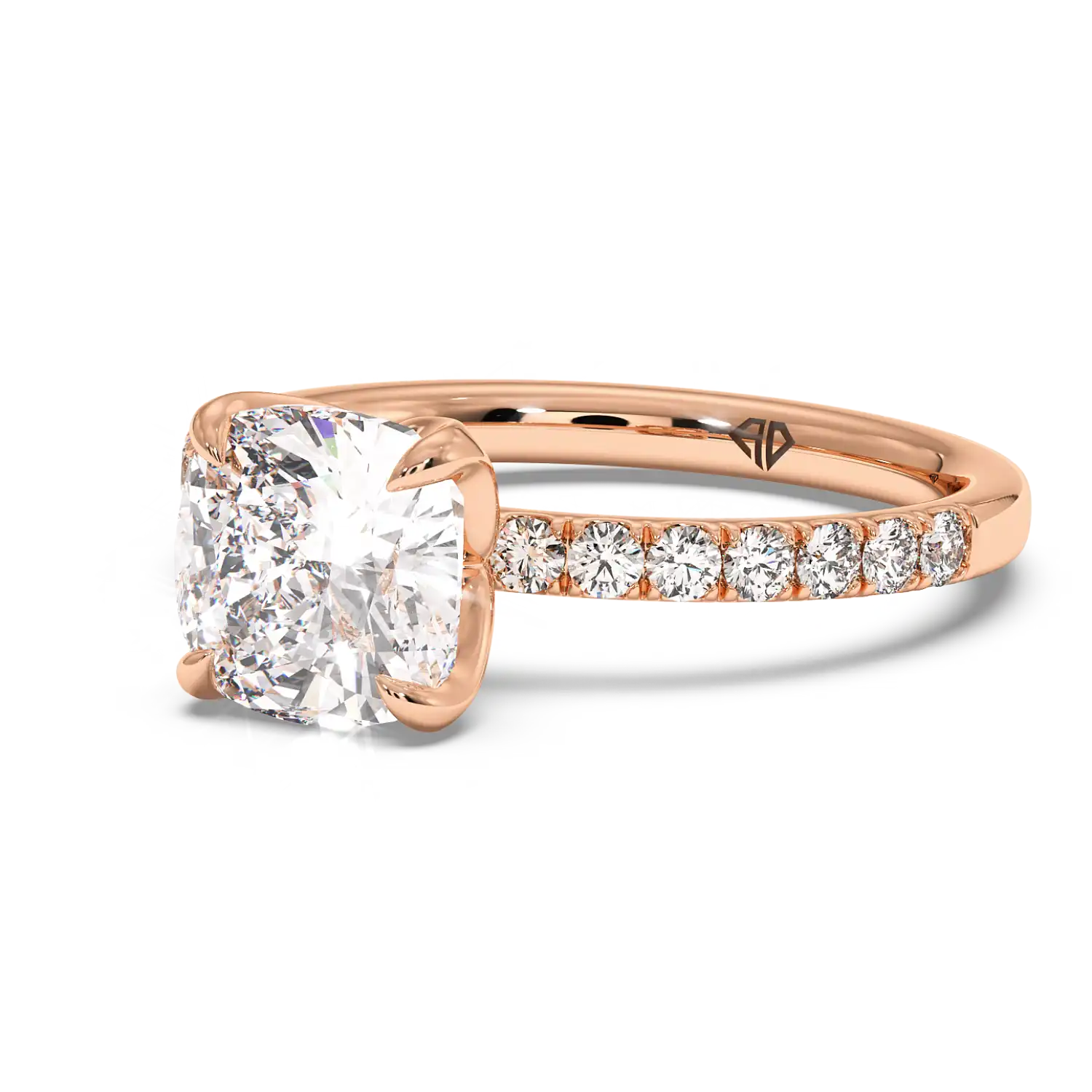 18K Rose Gold Stella Diamond Shoulder Engagement Ring