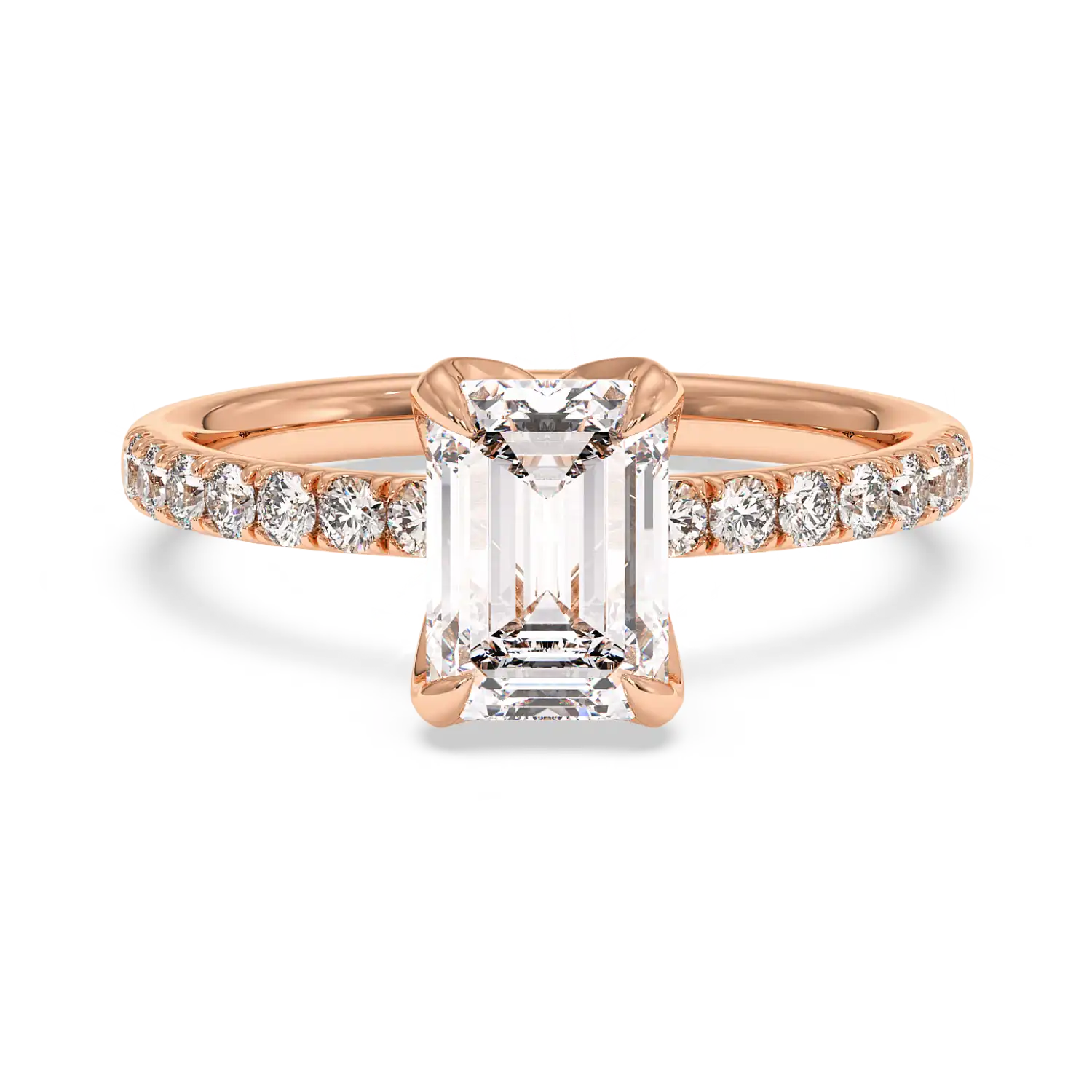 18K Rose Gold Stella Diamond Shoulder Engagement Ring