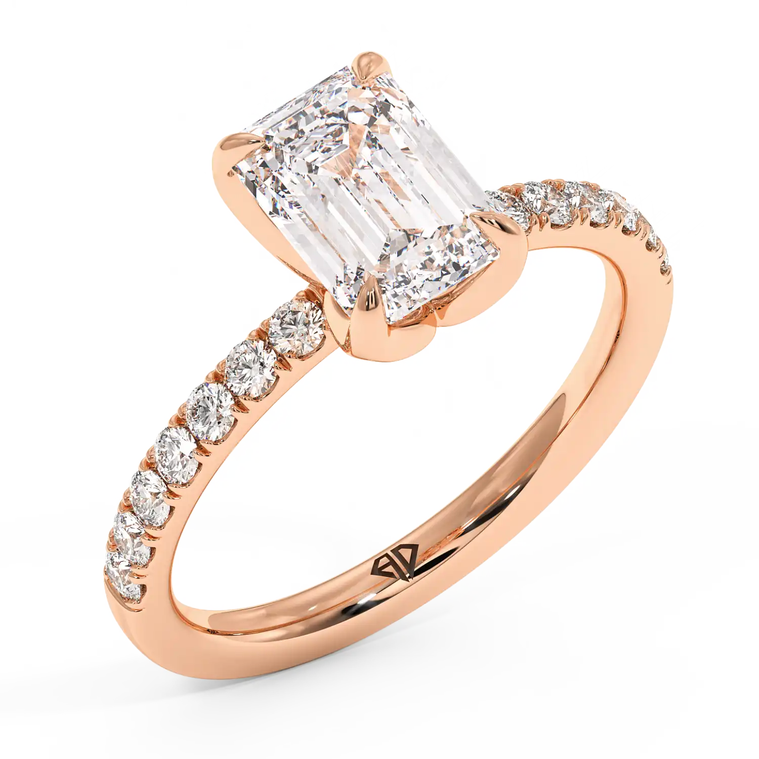 18K Rose Gold Stella Diamond Shoulder Engagement Ring